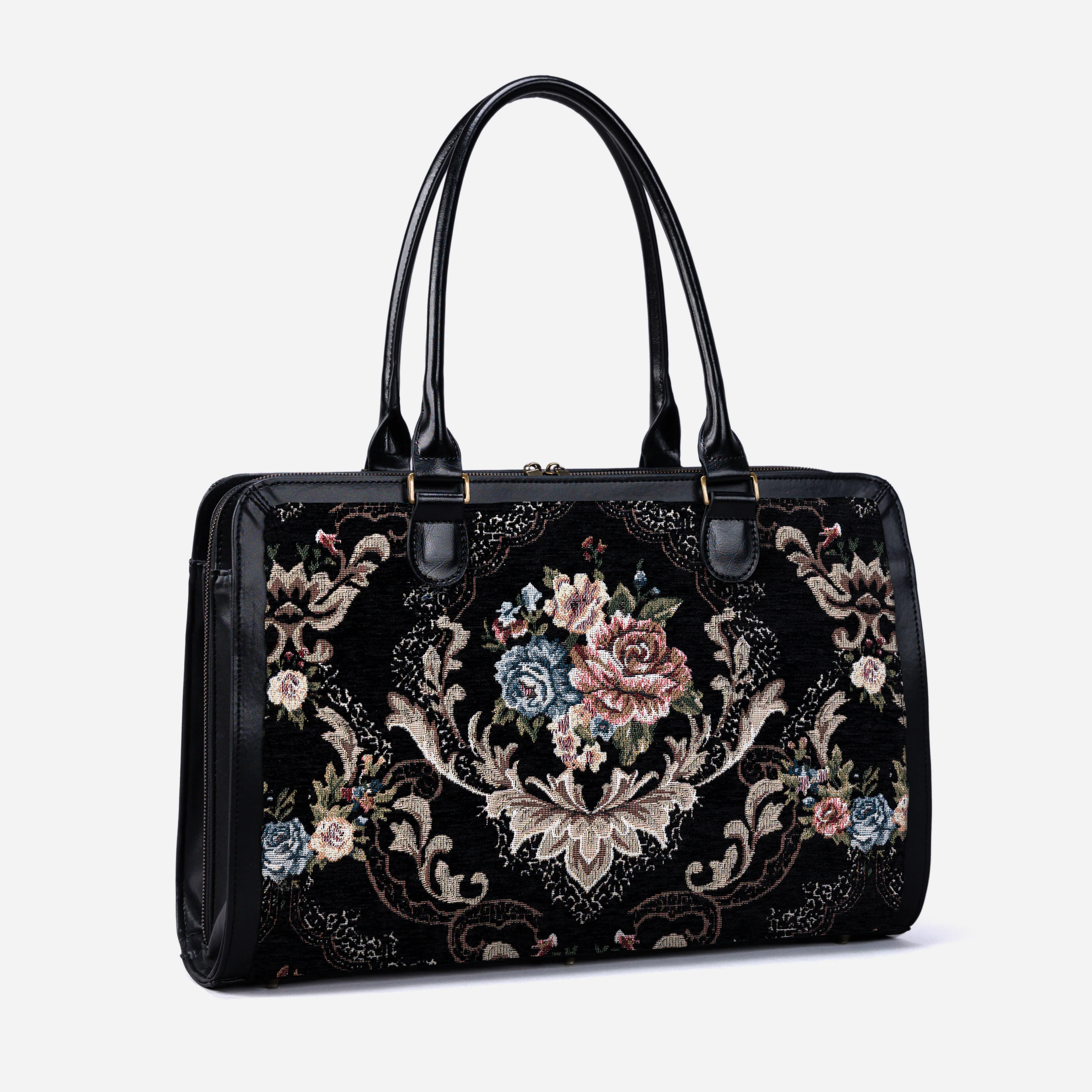 Floral Black Business Tote