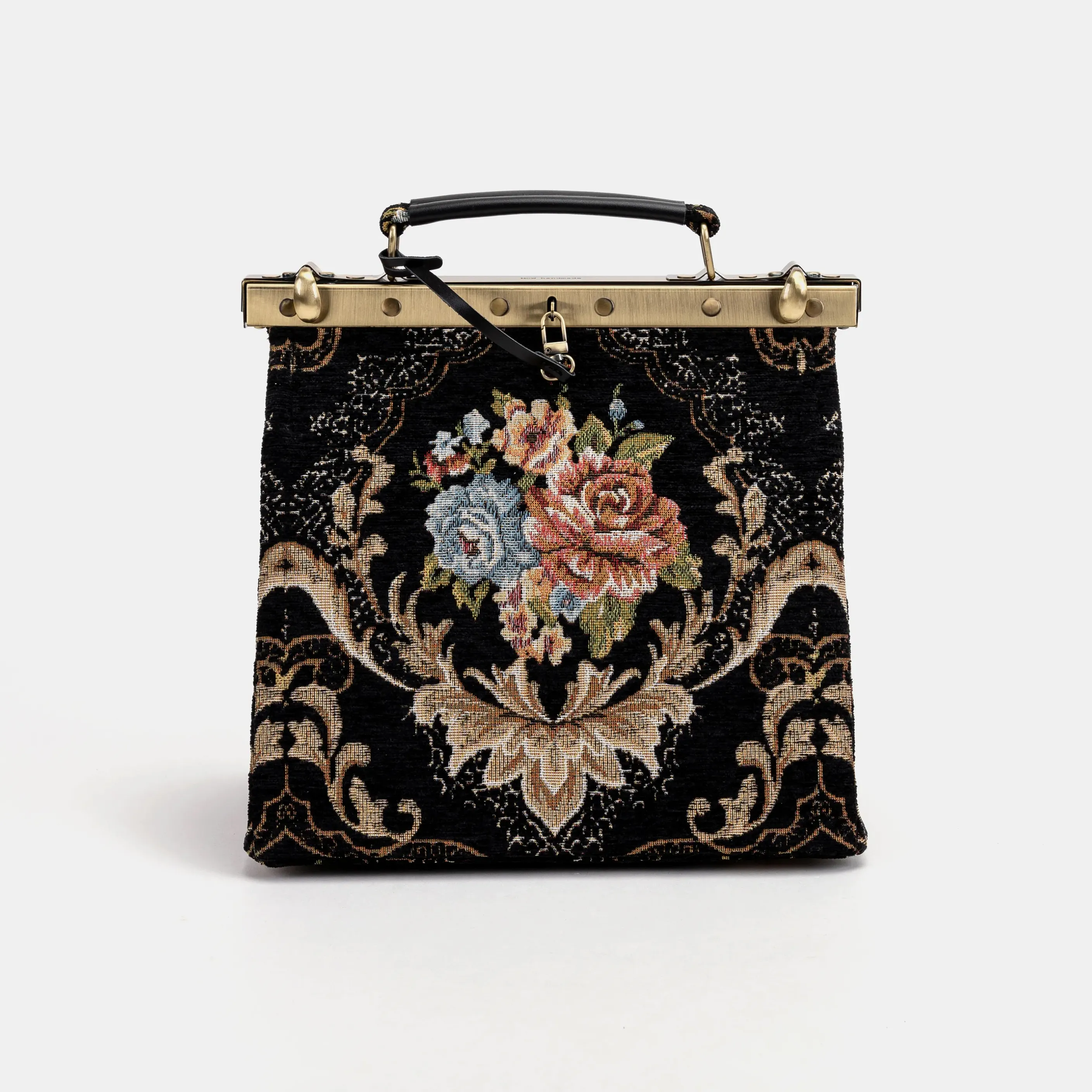 Floral Black Cecile Carpet Purse Gladstone Bag