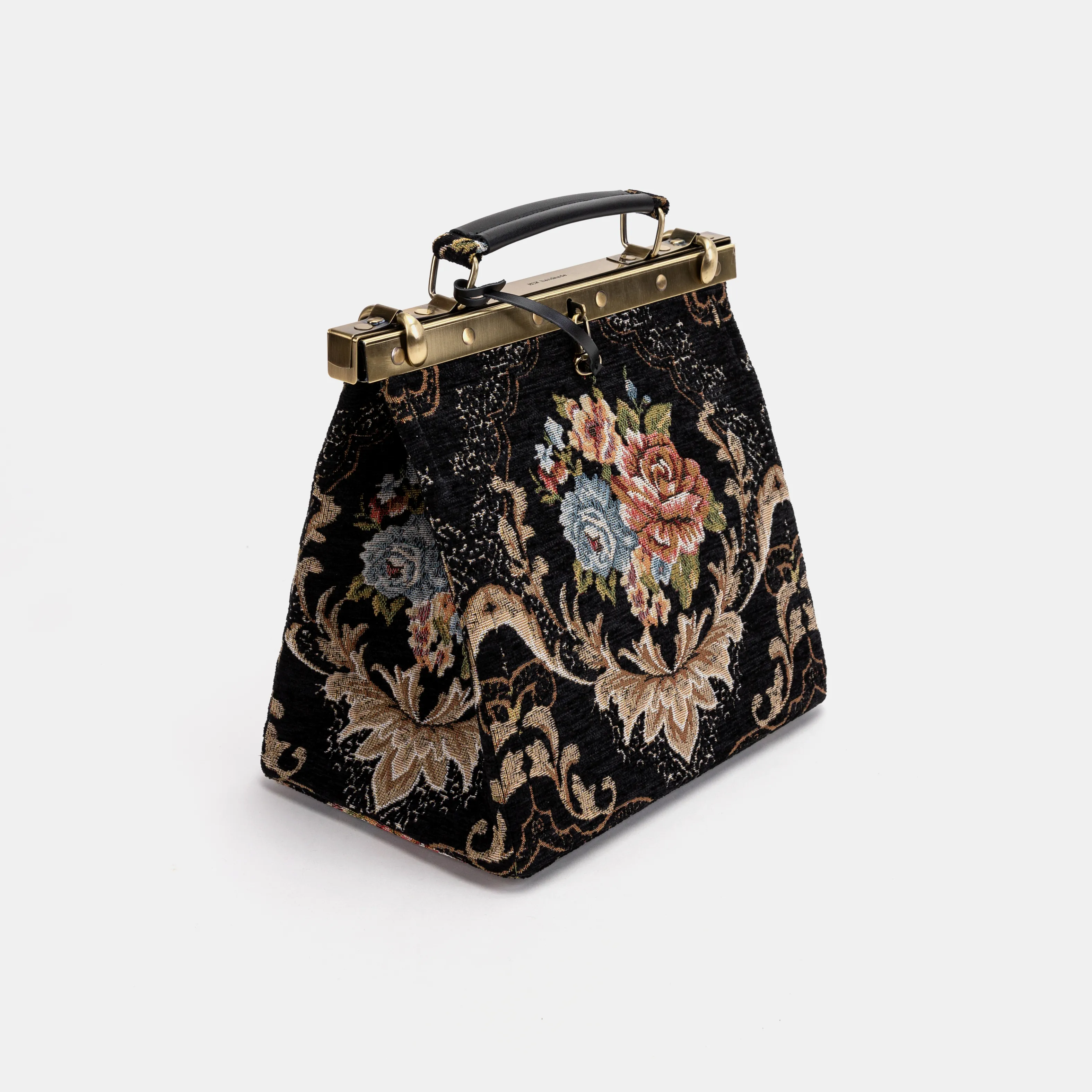 Floral Black Cecile Carpet Purse Gladstone Bag - Image 4