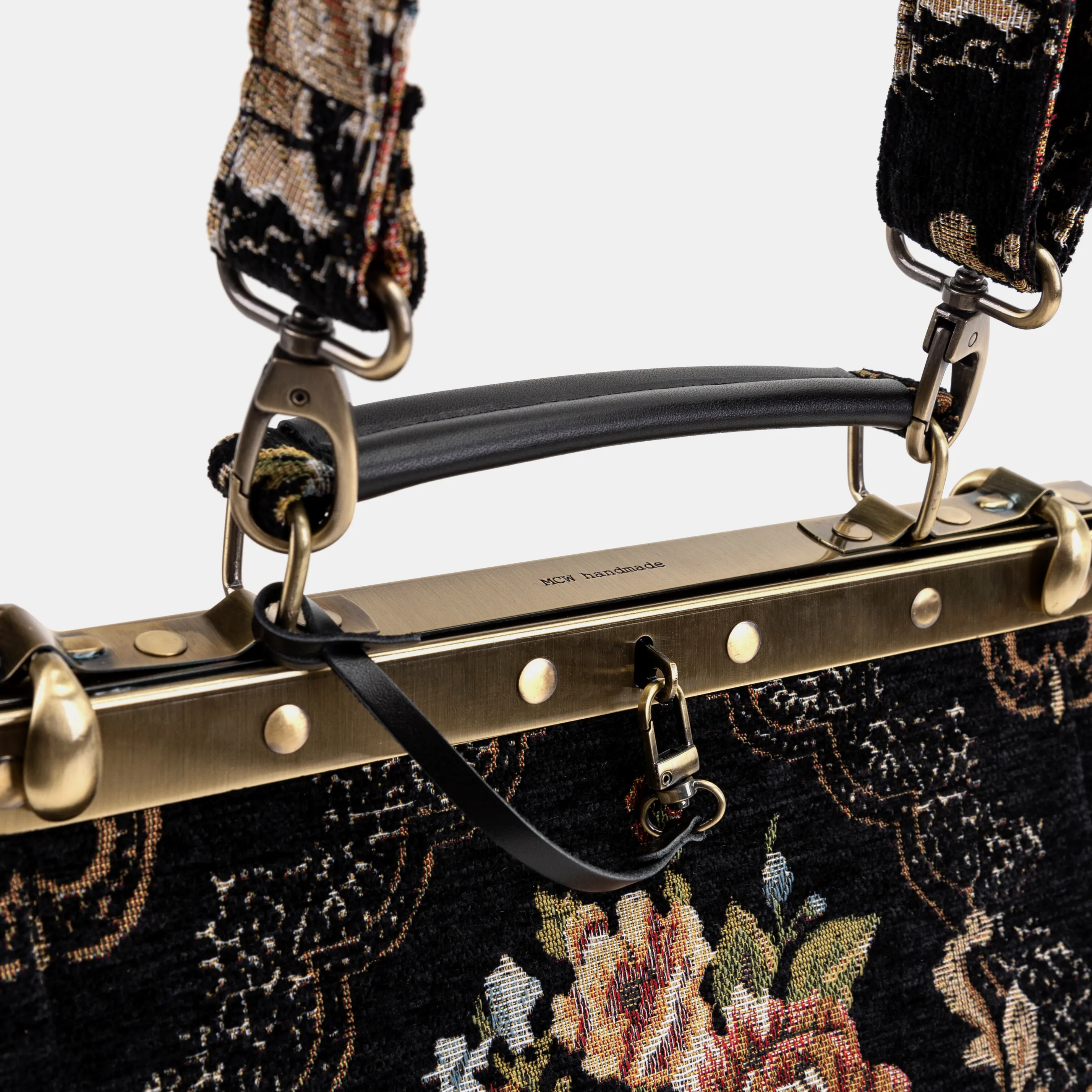 Floral Black Cecile Carpet Purse Gladstone Bag - Image 6