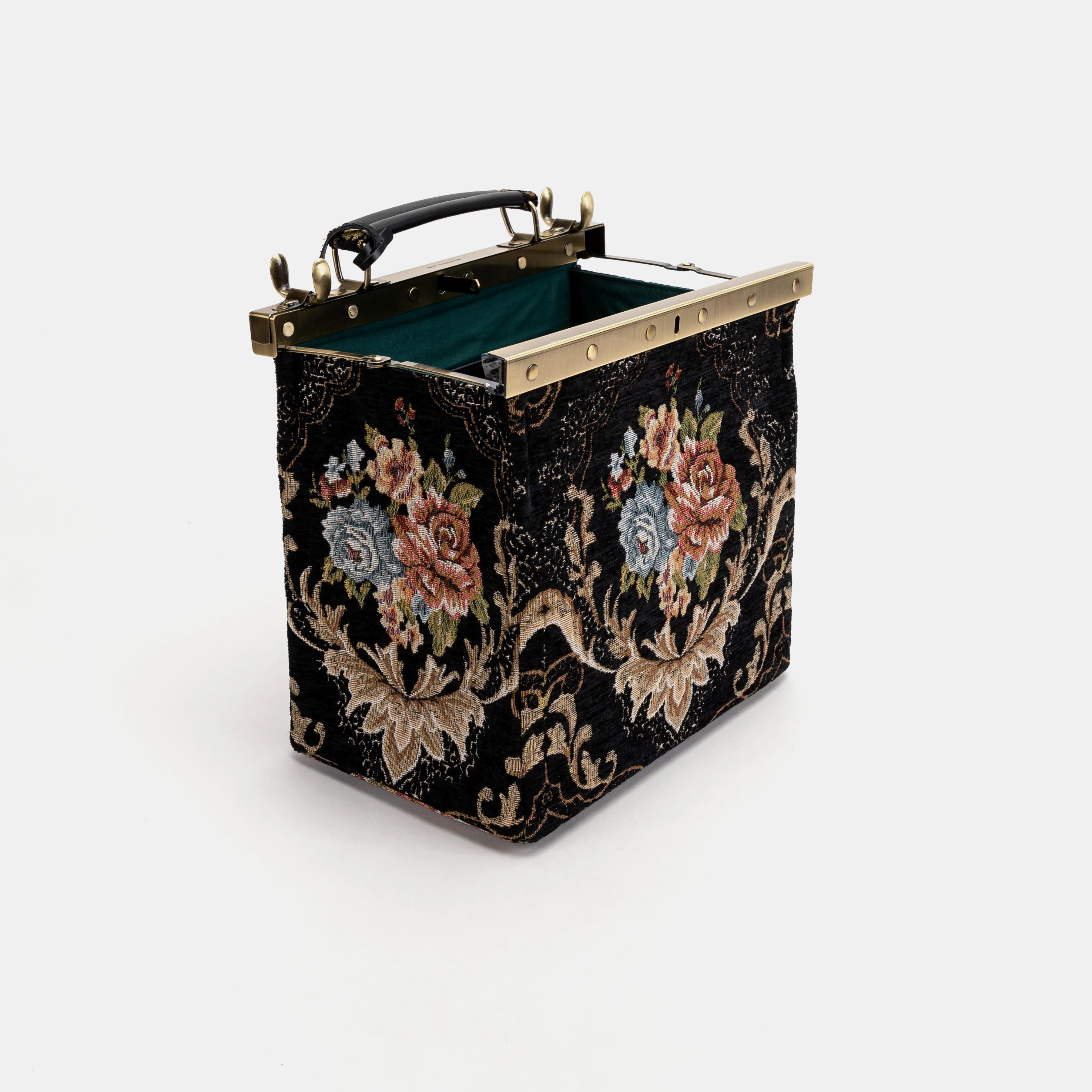 Floral Black Cecile Carpet Purse Gladstone Bag - Image 9