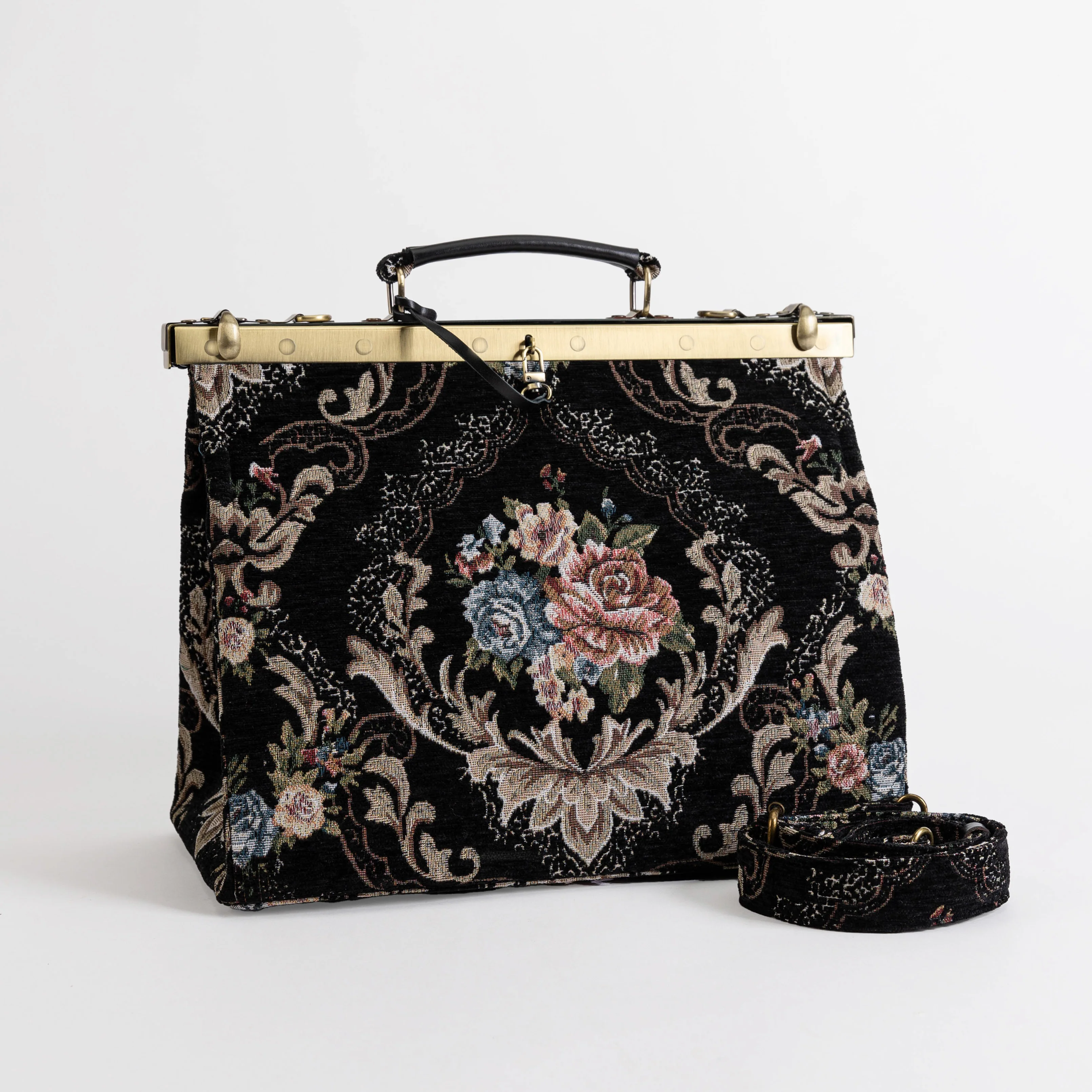 Floral Black Celine Carpet Gladstone Bag