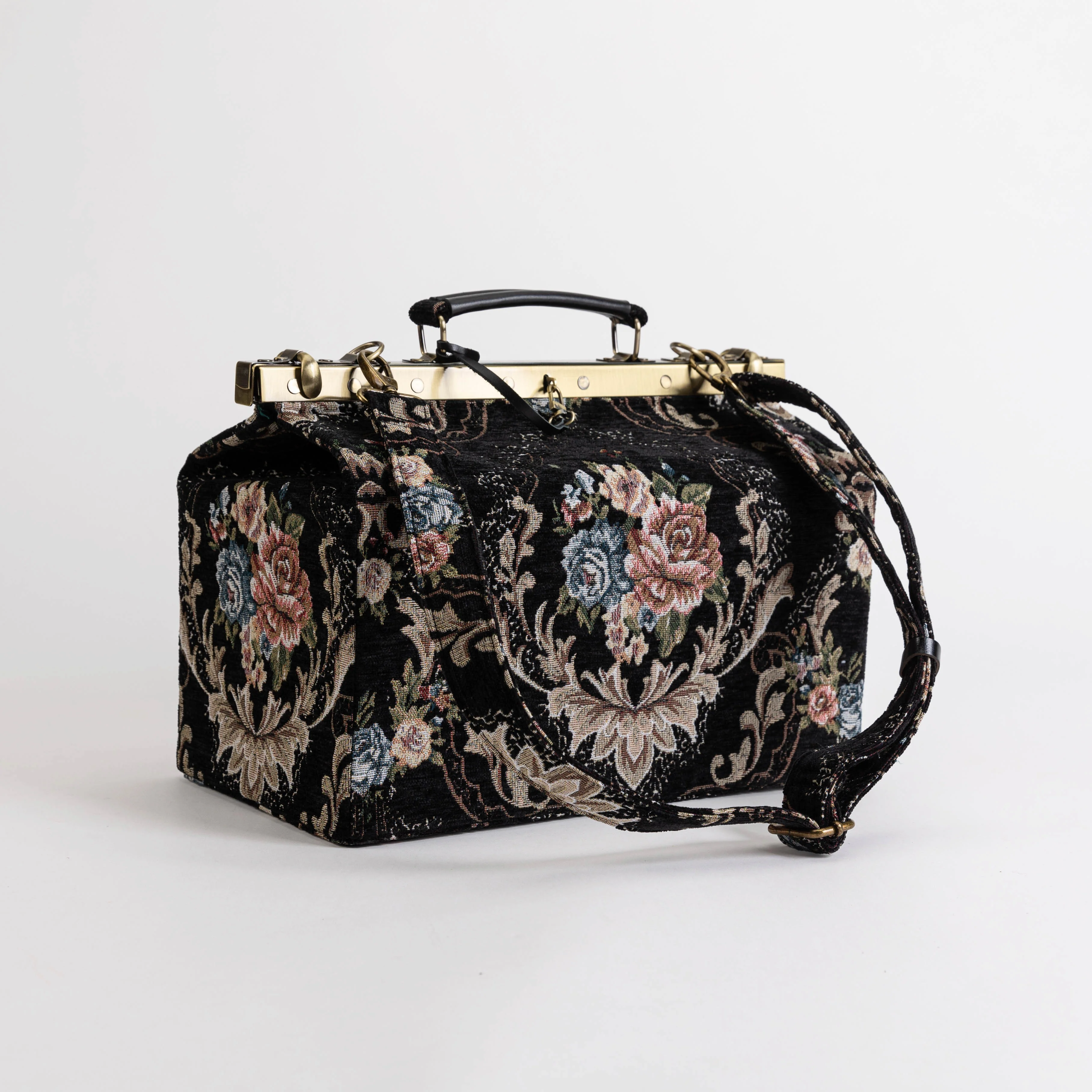 Floral Black Genevieve Carpet Gladstone Bag - Image 9