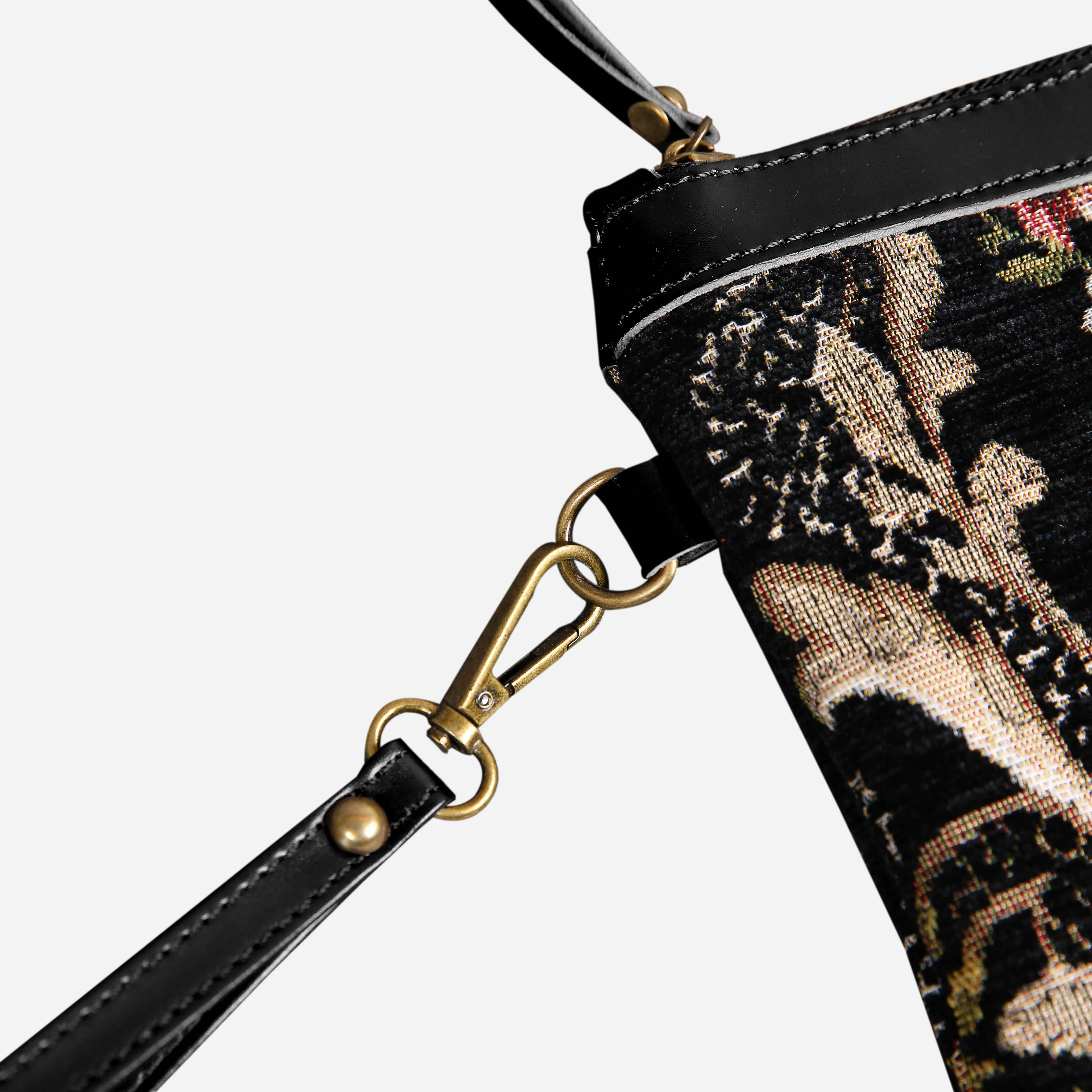 Floral Black Leather Black Wristlet Clutch - Image 4