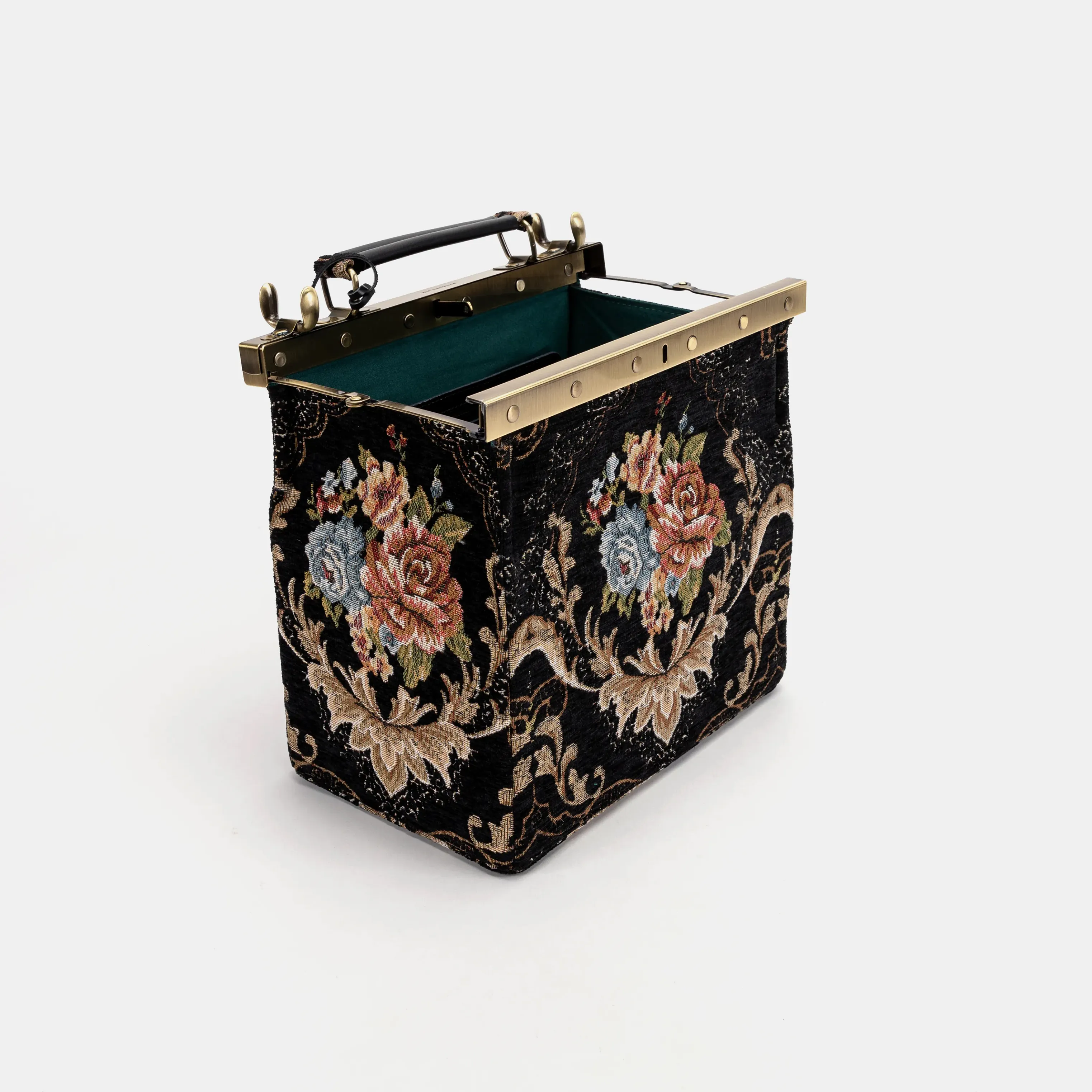 Floral Black Vivienne Carpet Purse Gladstone Bag - Image 9