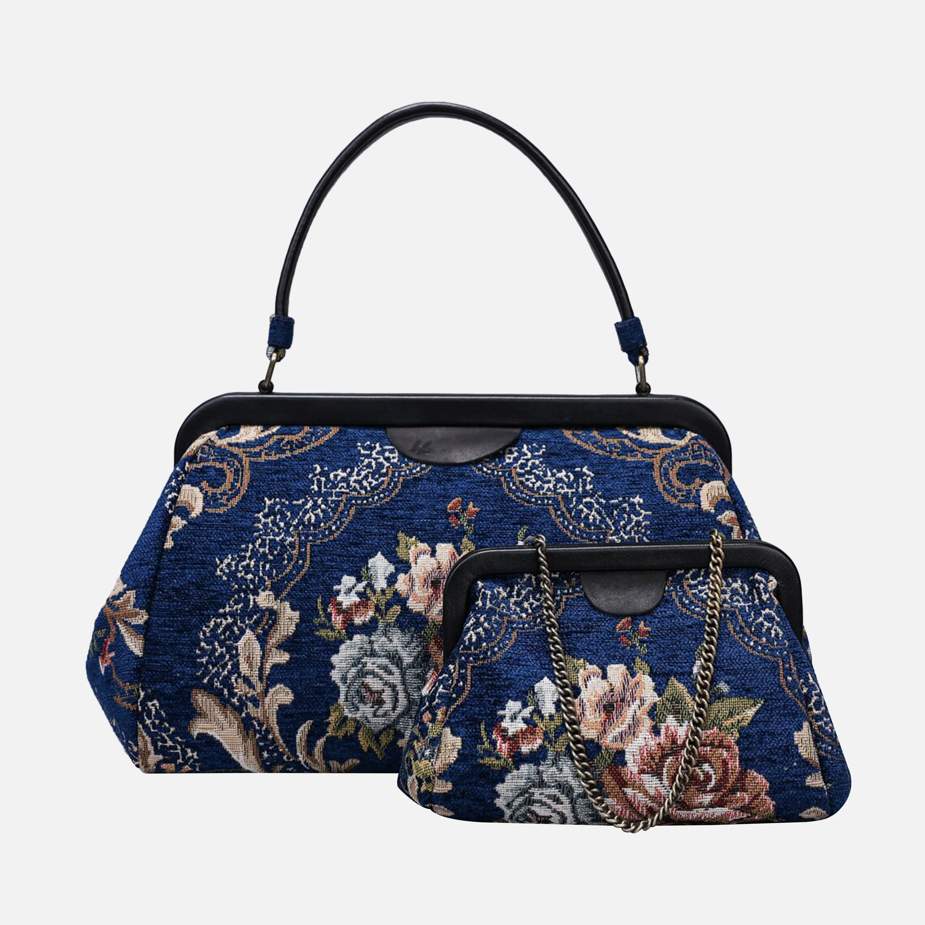 Floral Blue Top Handle Purse - Image 6