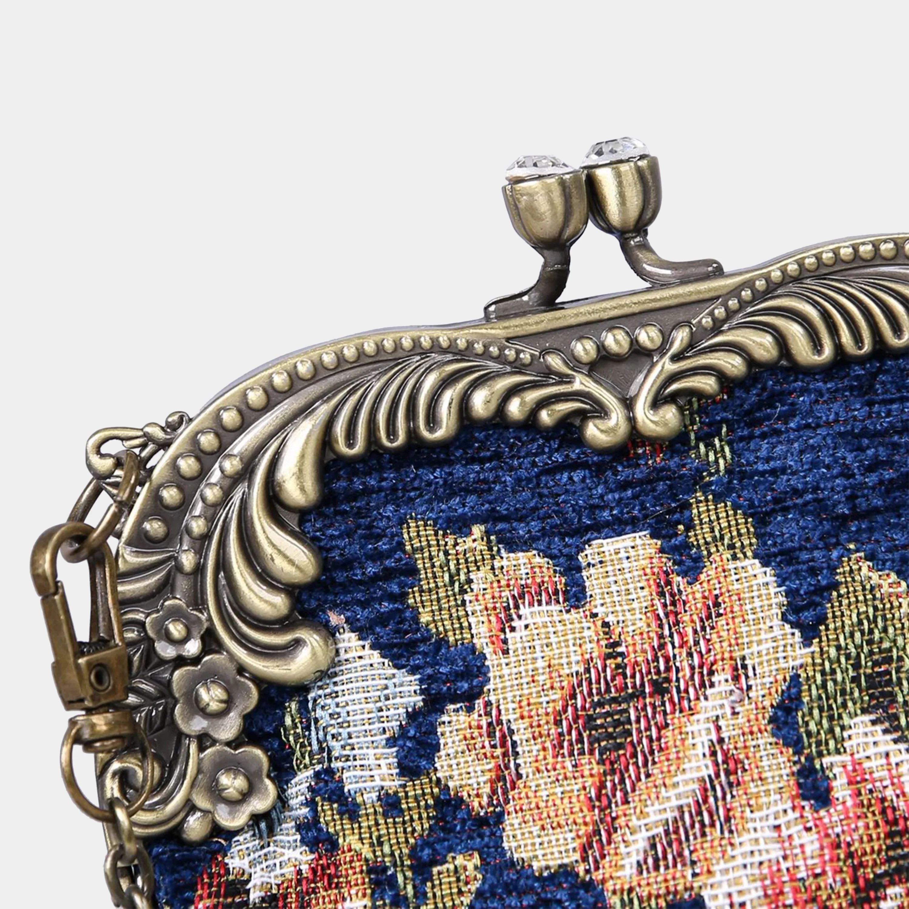 Floral Blue Chatelaine Purse Medium - Image 5
