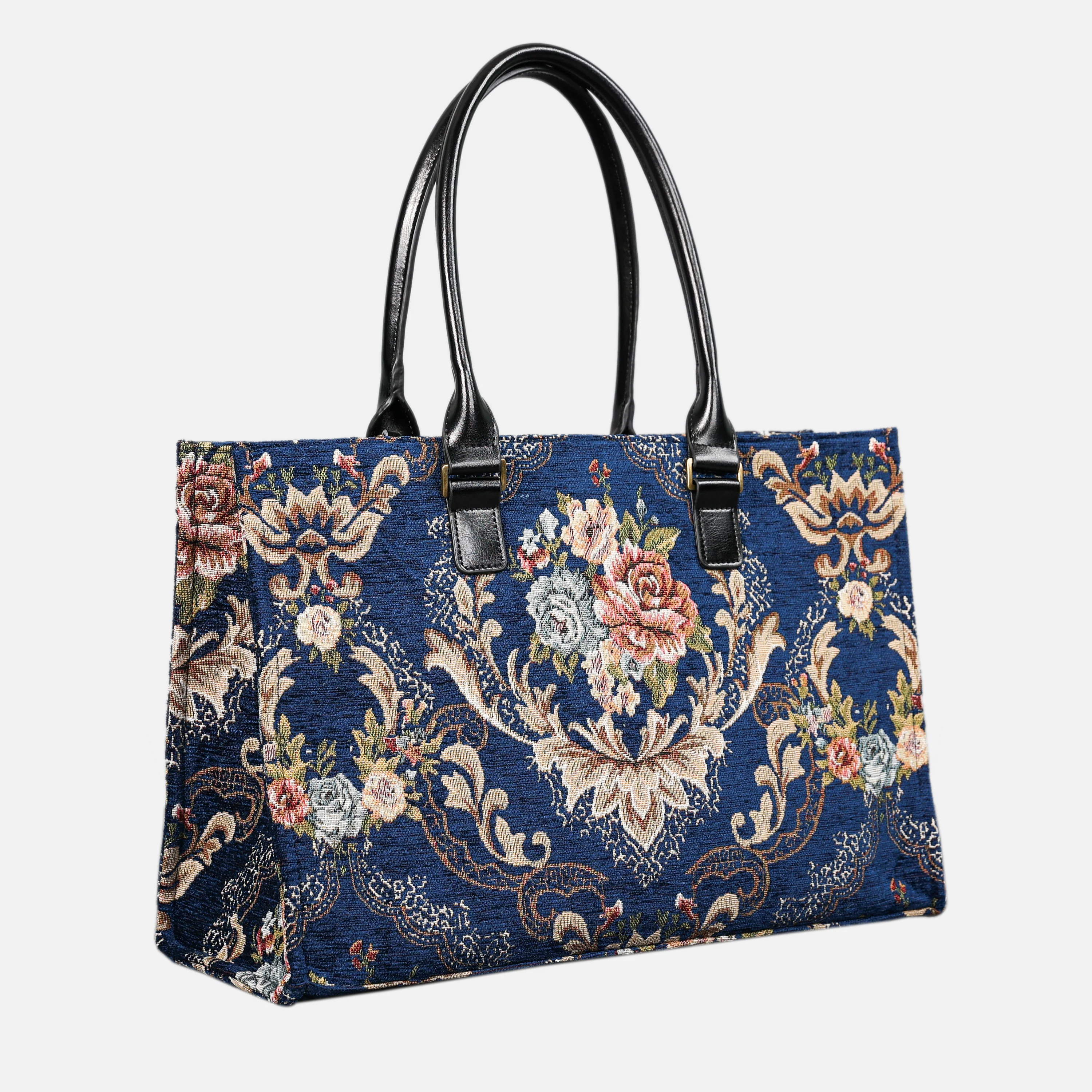 Floral Blue Laptop Work Tote - Image 2