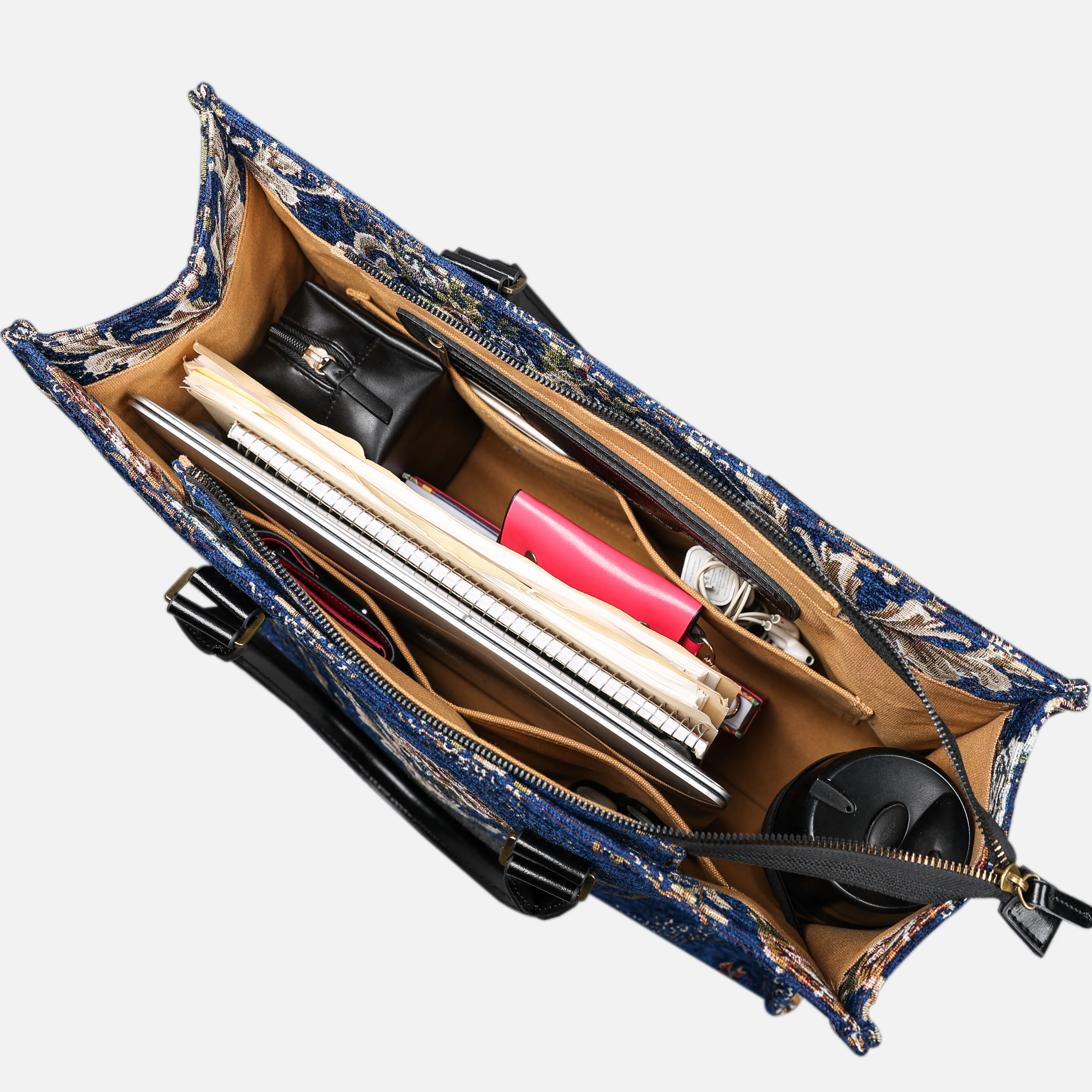 Floral Blue Laptop Work Tote - Image 4