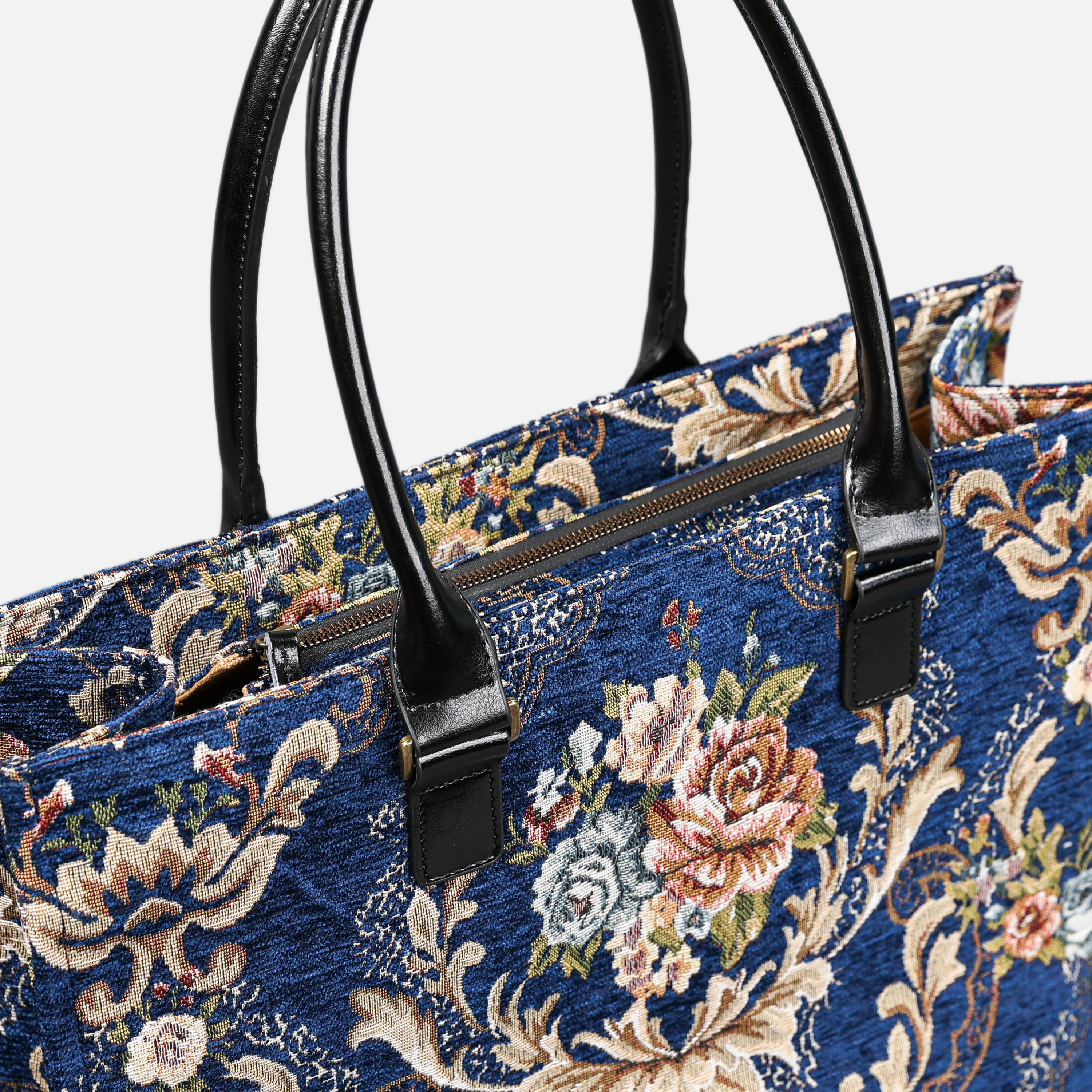 Floral Blue Laptop Work Tote - Image 6