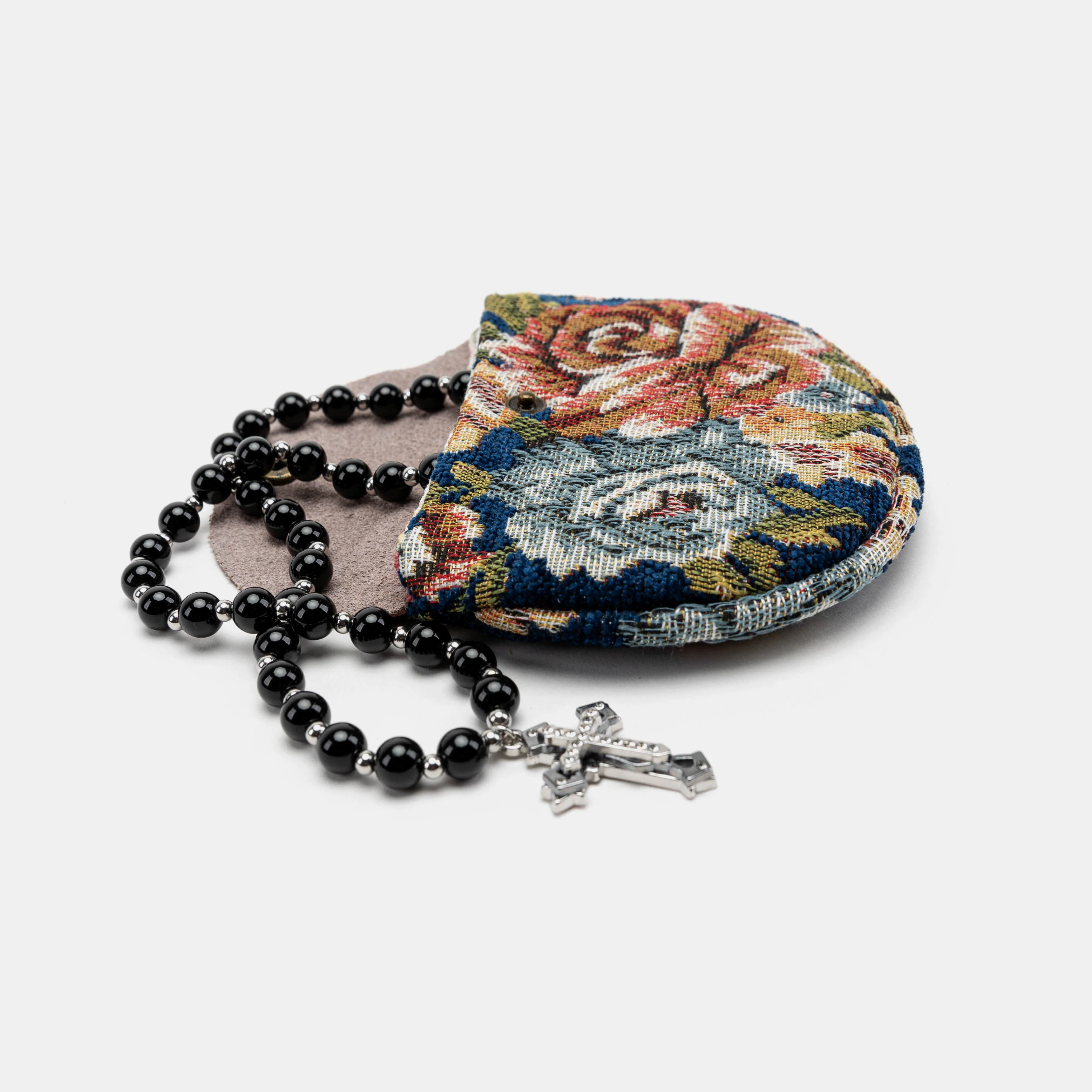 Floral Blue Rosary Bag
