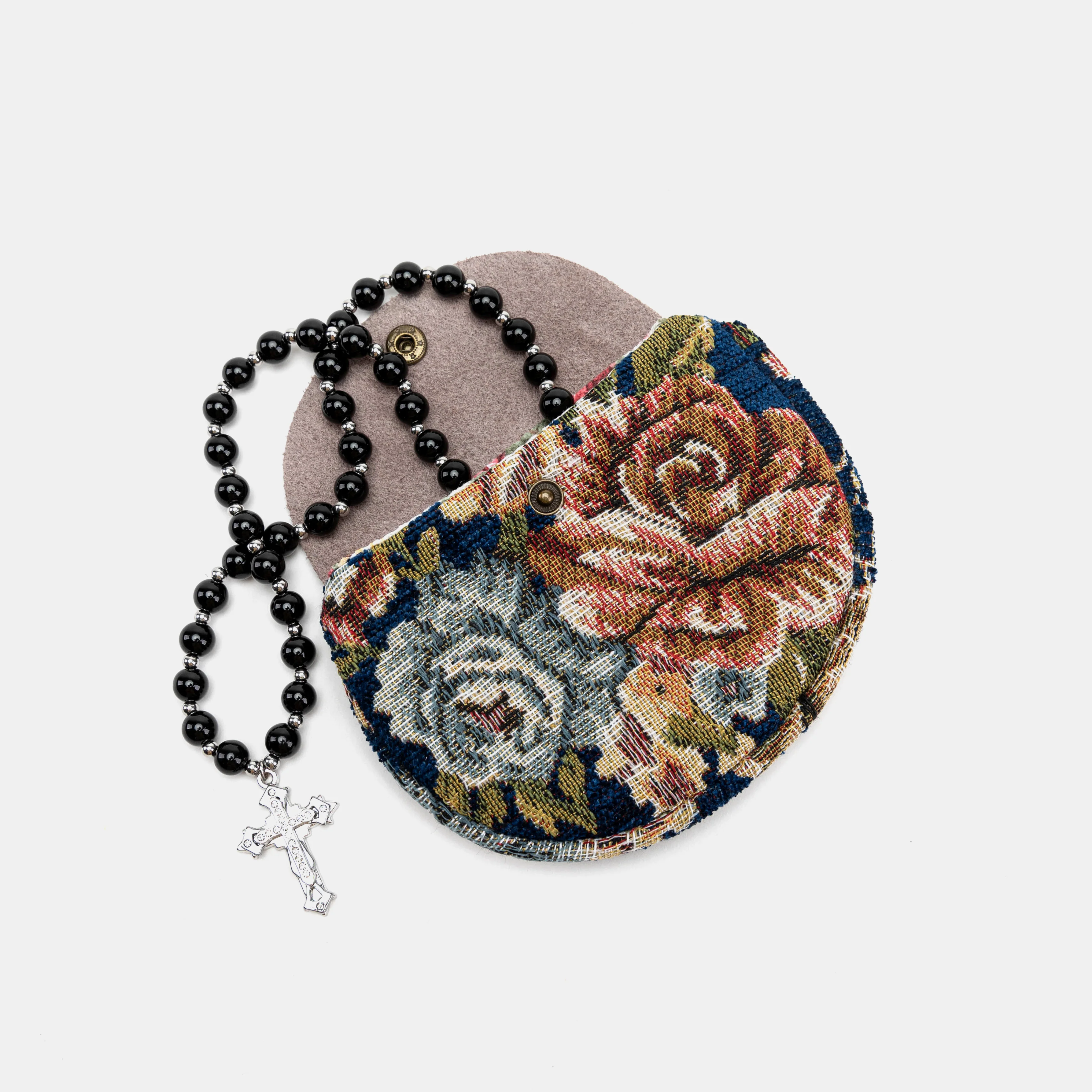 Floral Blue Rosary Bag - Image 2