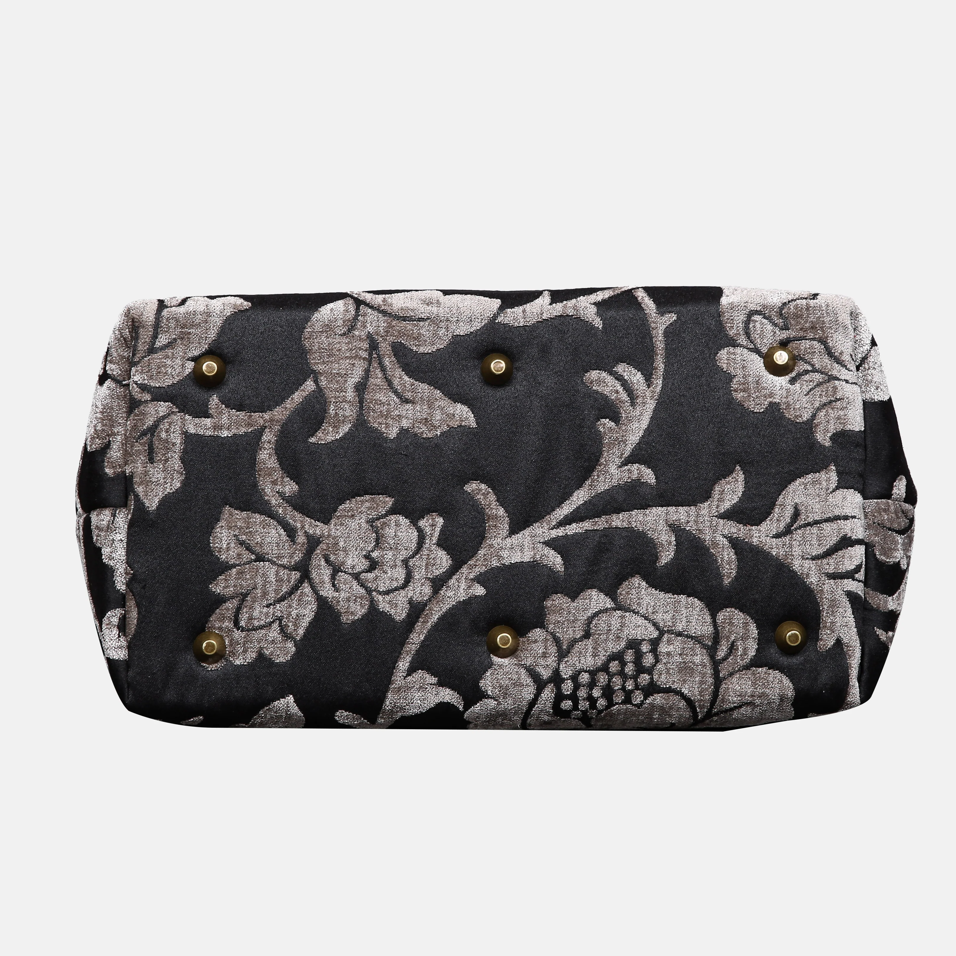 Floral Brocade Grey Carpet Handbag Purse - Image 4