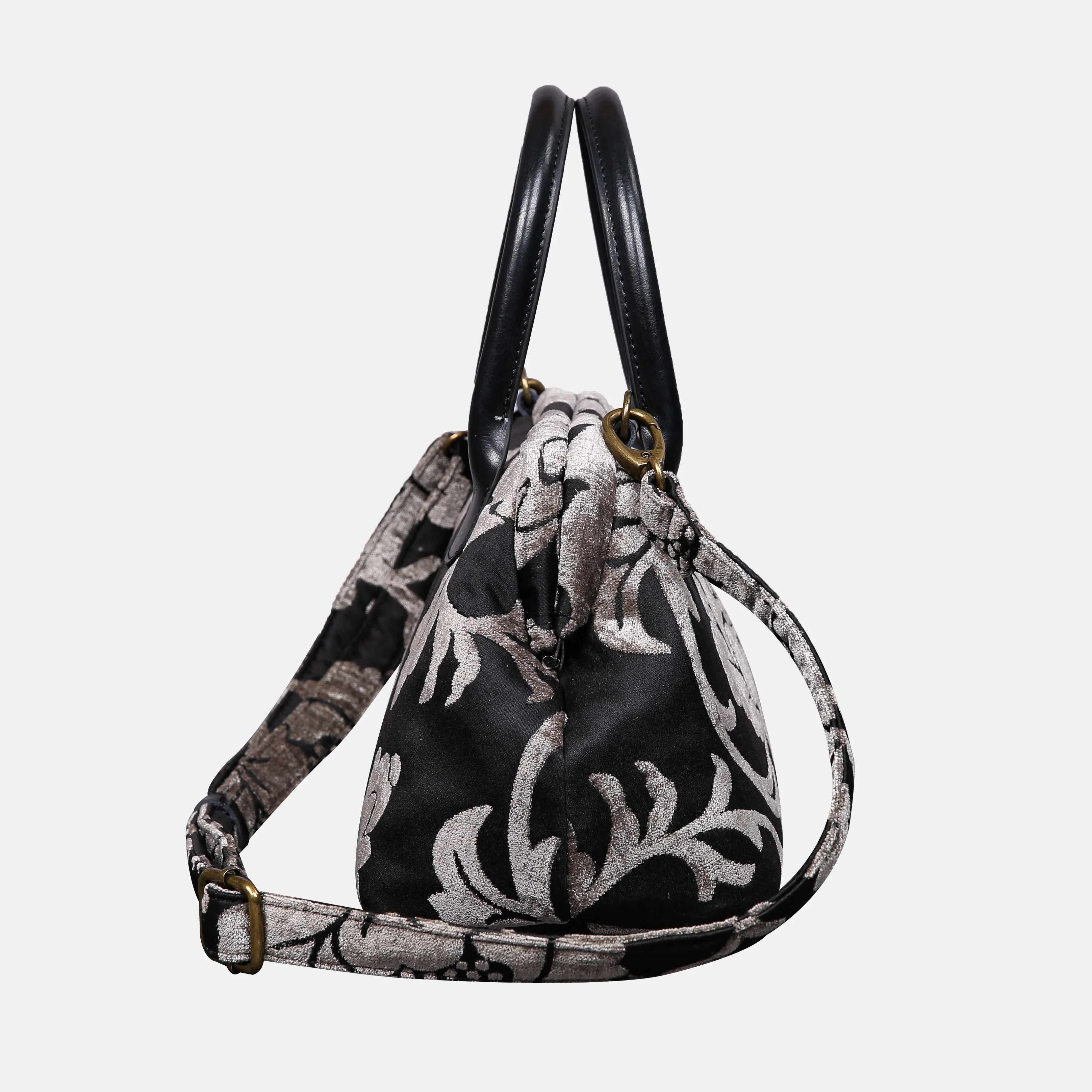 Floral Brocade Grey Carpet Satchel - Image 3