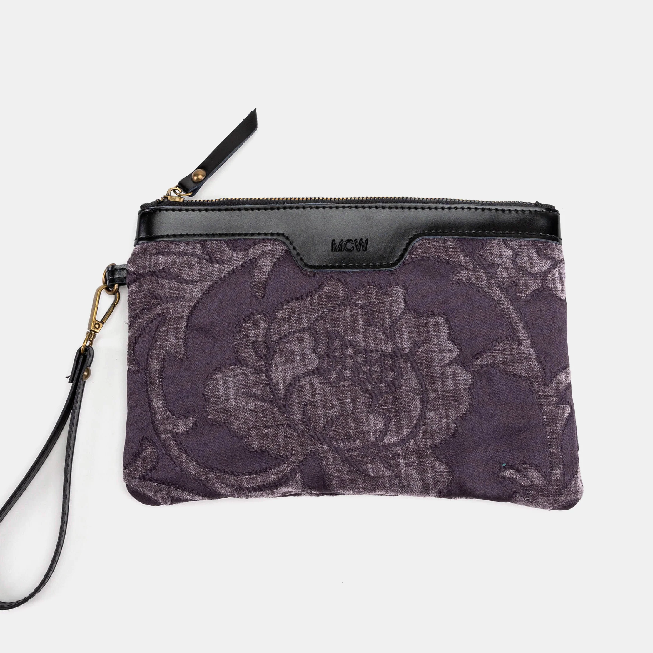 Floral Brocade Purple Wristlet Clutch