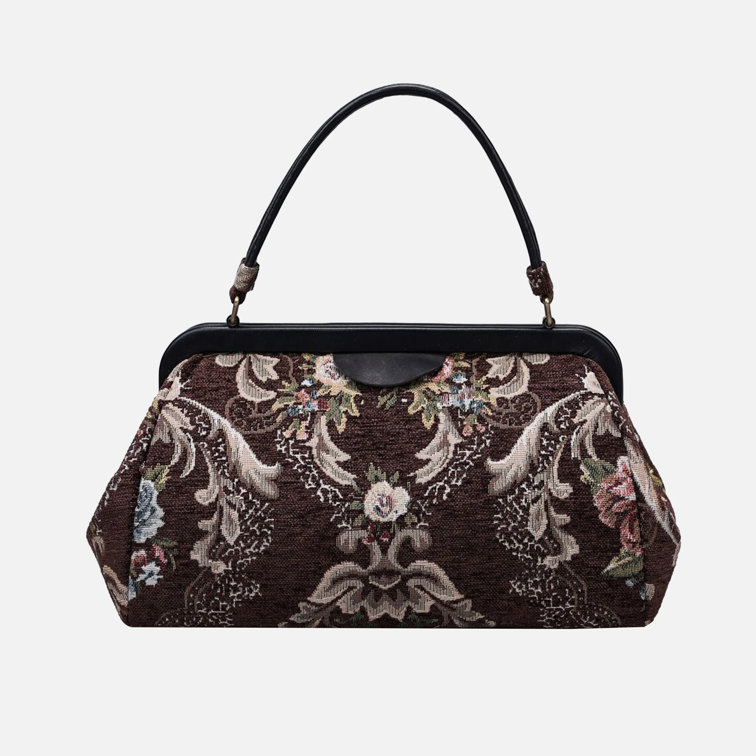 Floral Brown Top Handle Purse - Image 4
