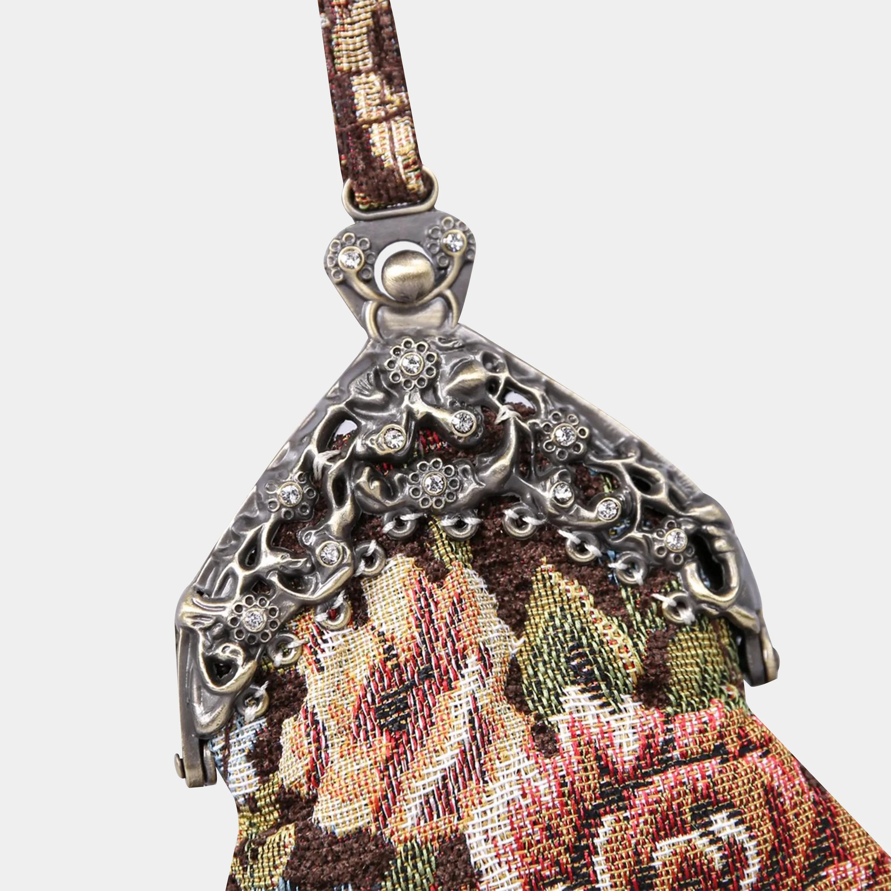 Floral Brown Chatelaine Purse Wristlet Bag - Image 4