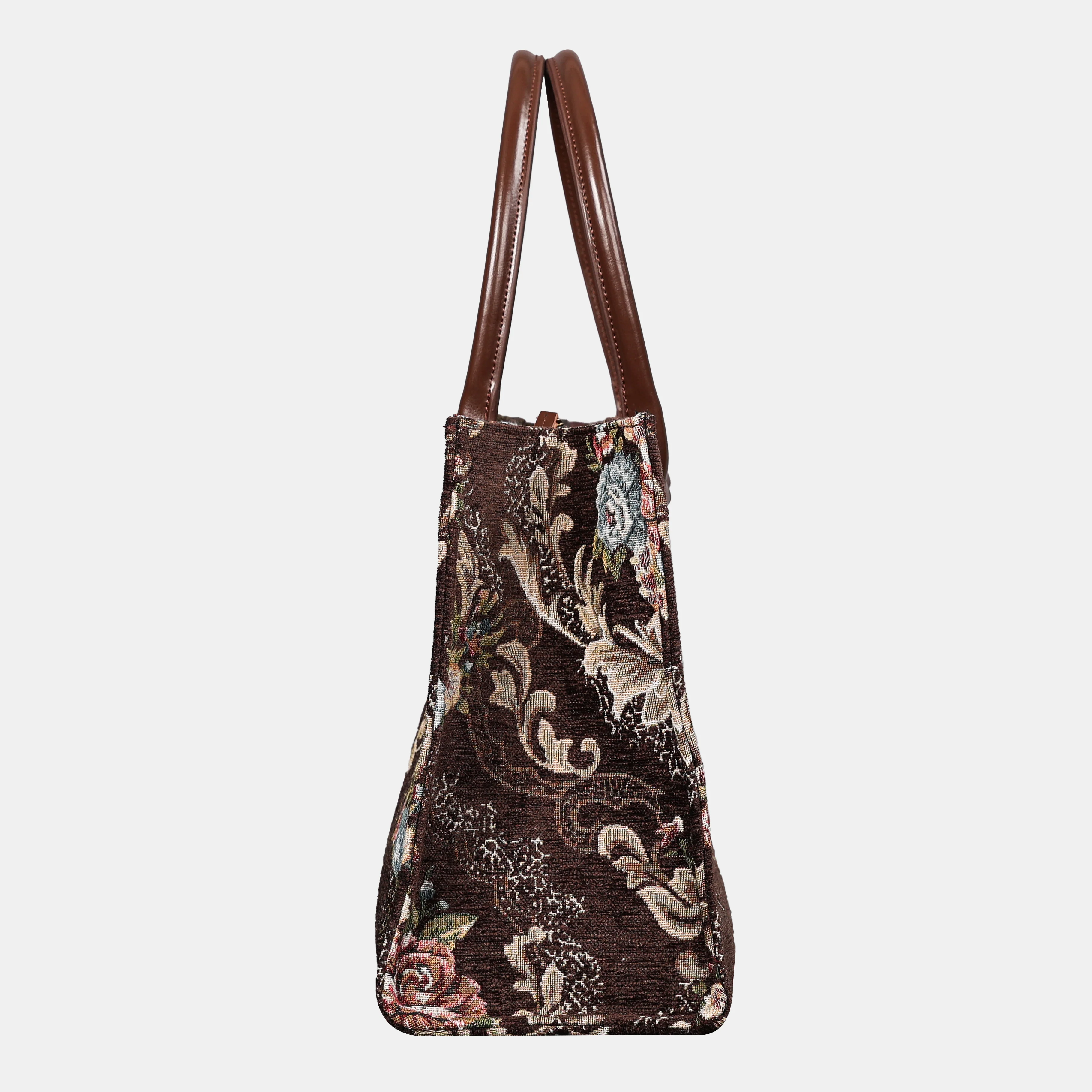 Floral Brown Laptop Work Tote - Image 3