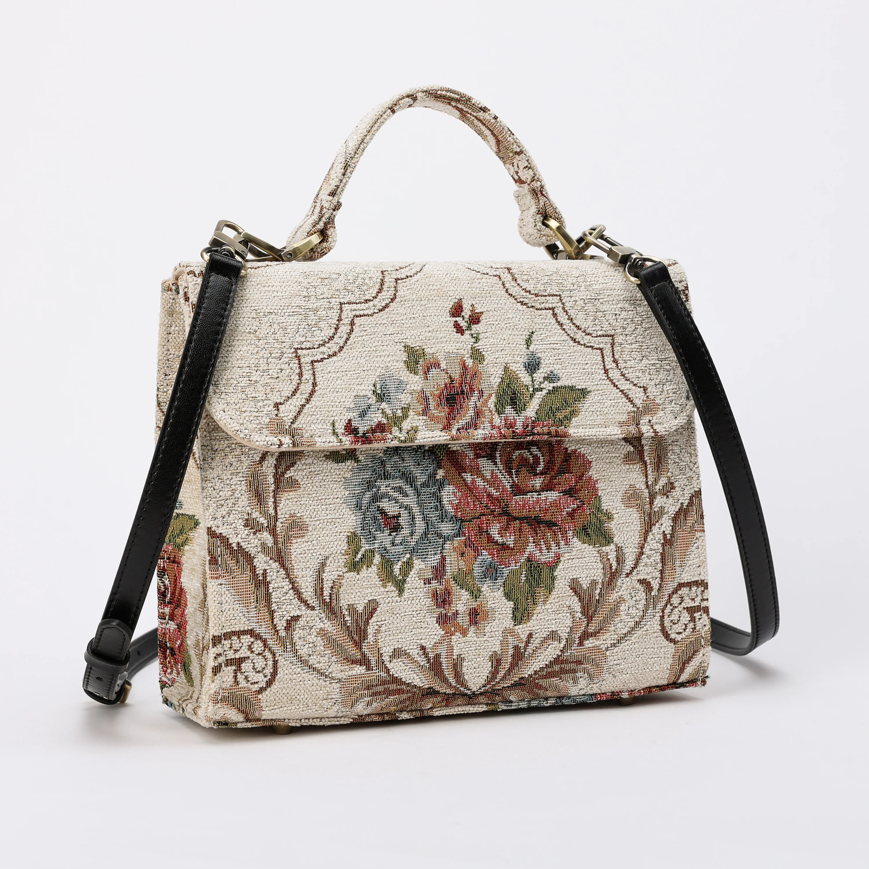 Floral Cream Flap Satchel - Image 3