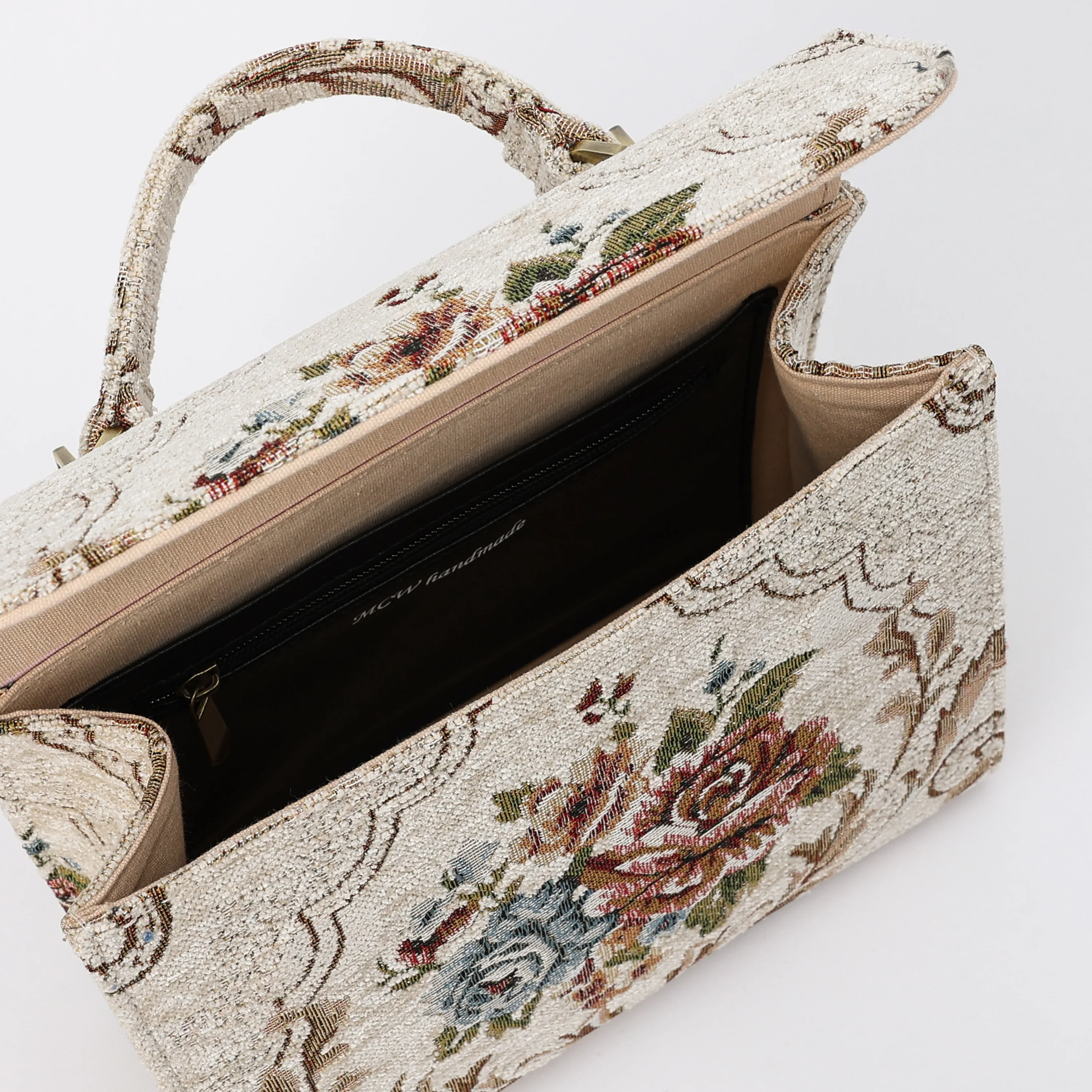 Floral Cream Flap Satchel - Image 7
