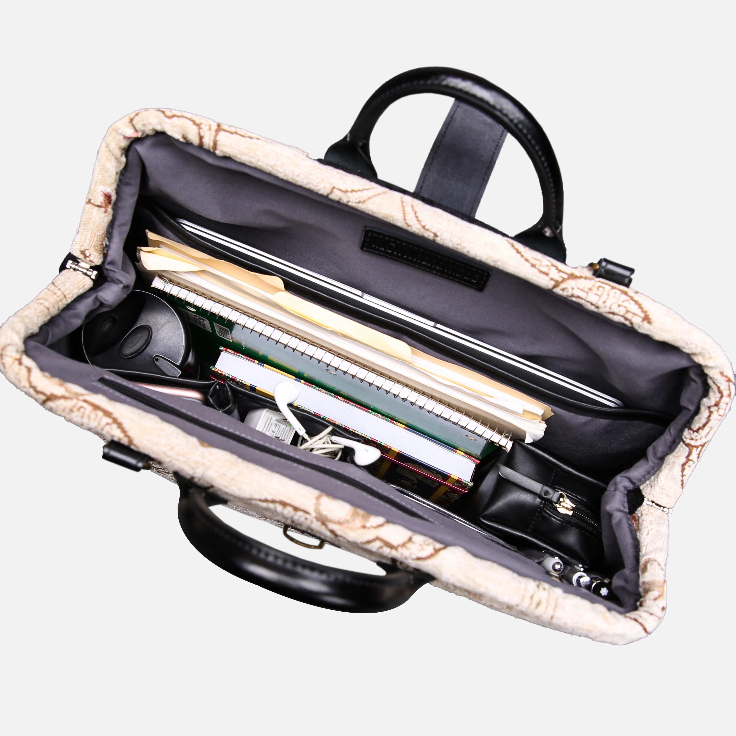 Floral Cream Laptop Work Bag - Image 5