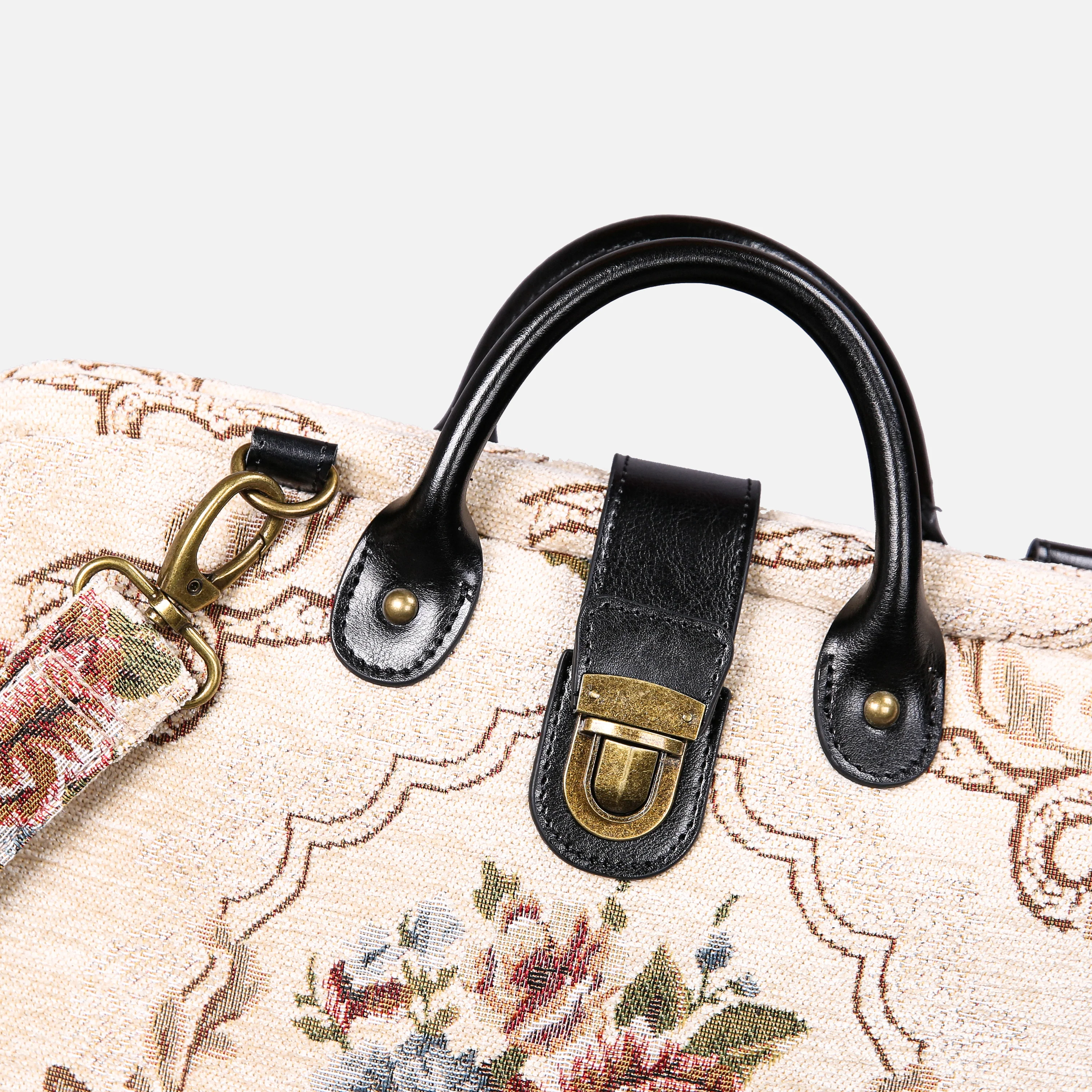 Floral Cream Laptop Work Bag - Image 6