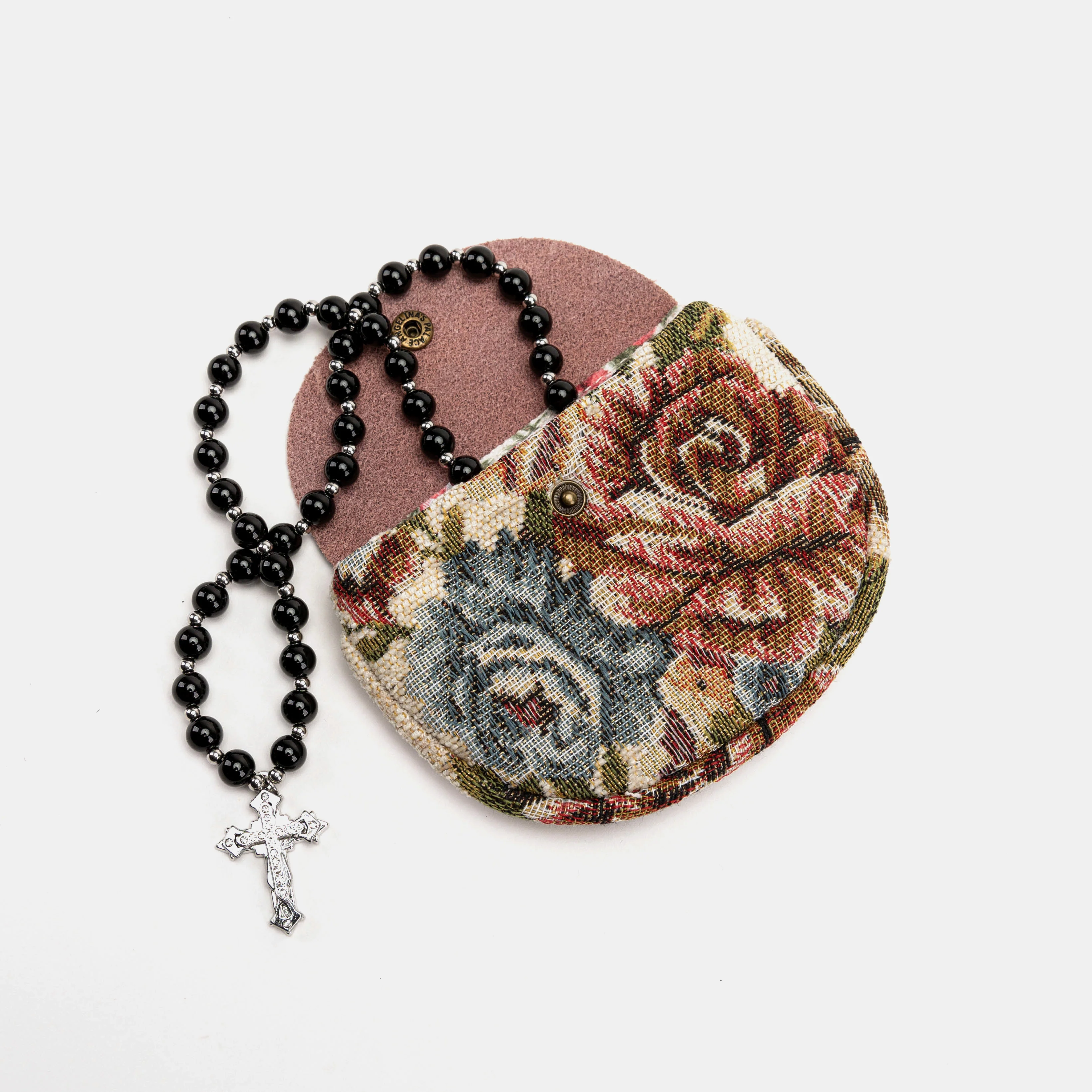 Floral Cream Rosary Bag - Image 2