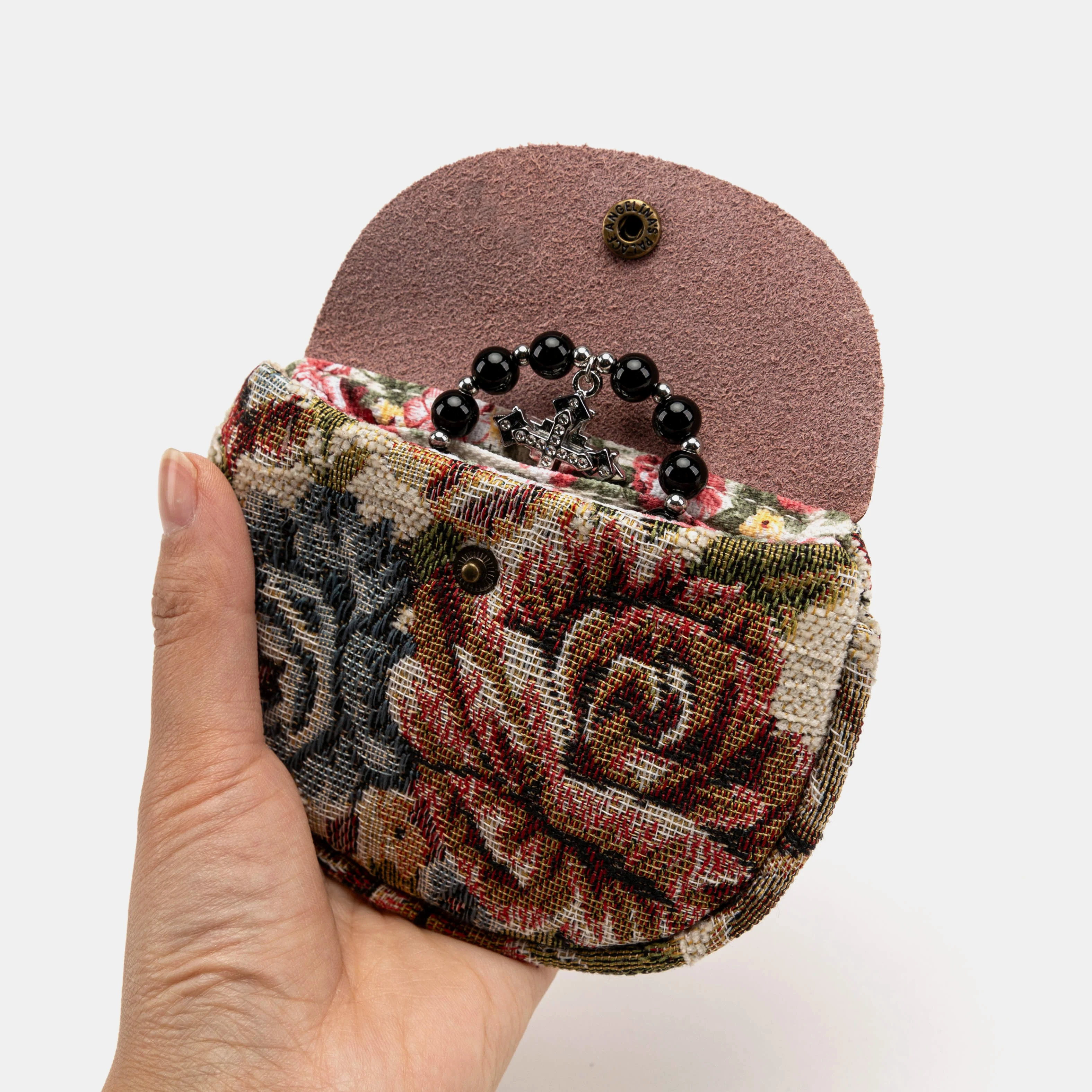 Floral Cream Rosary Bag - Image 4