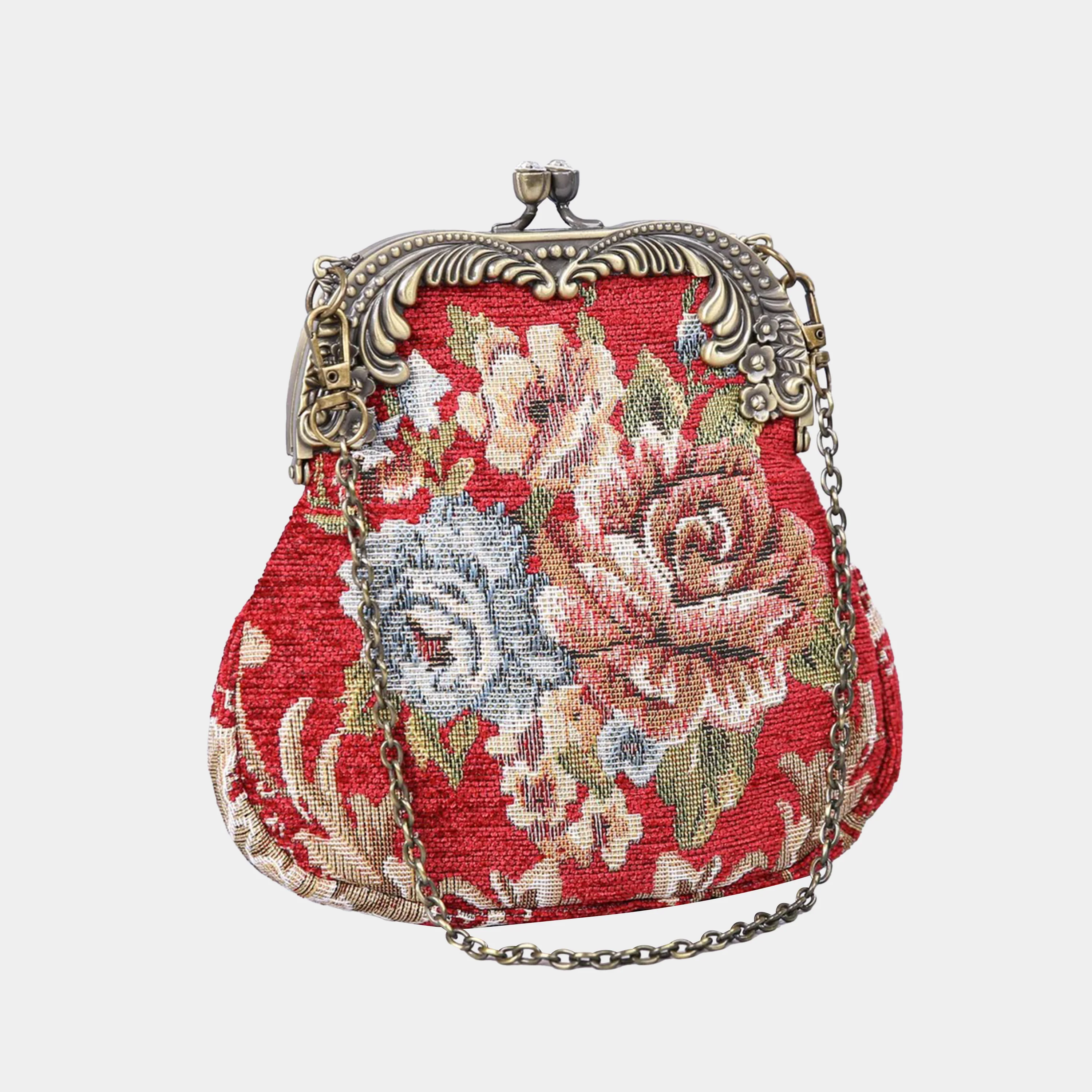 Floral Red Chatelaine Purse Medium