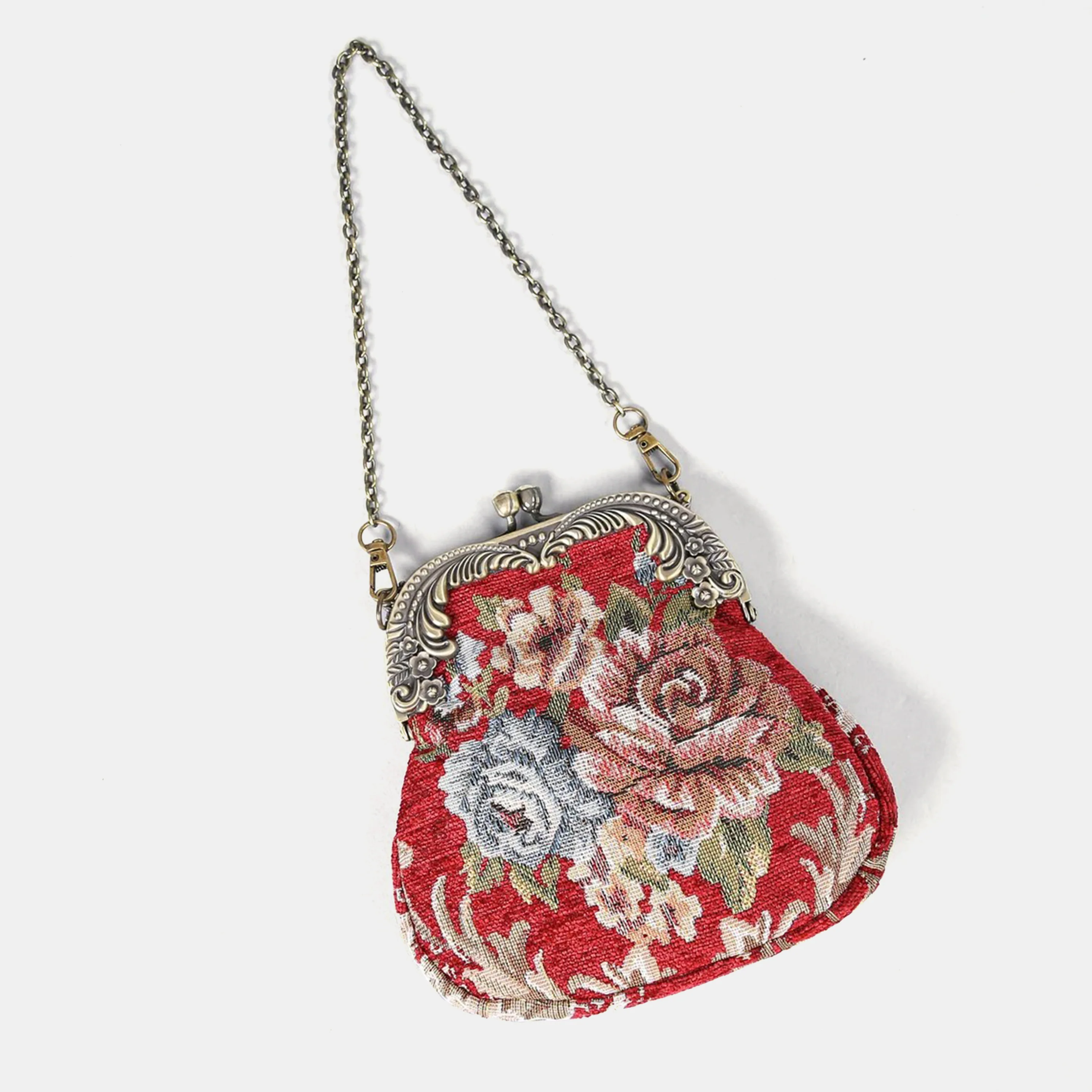 Floral Red Chatelaine Purse Medium - Image 2