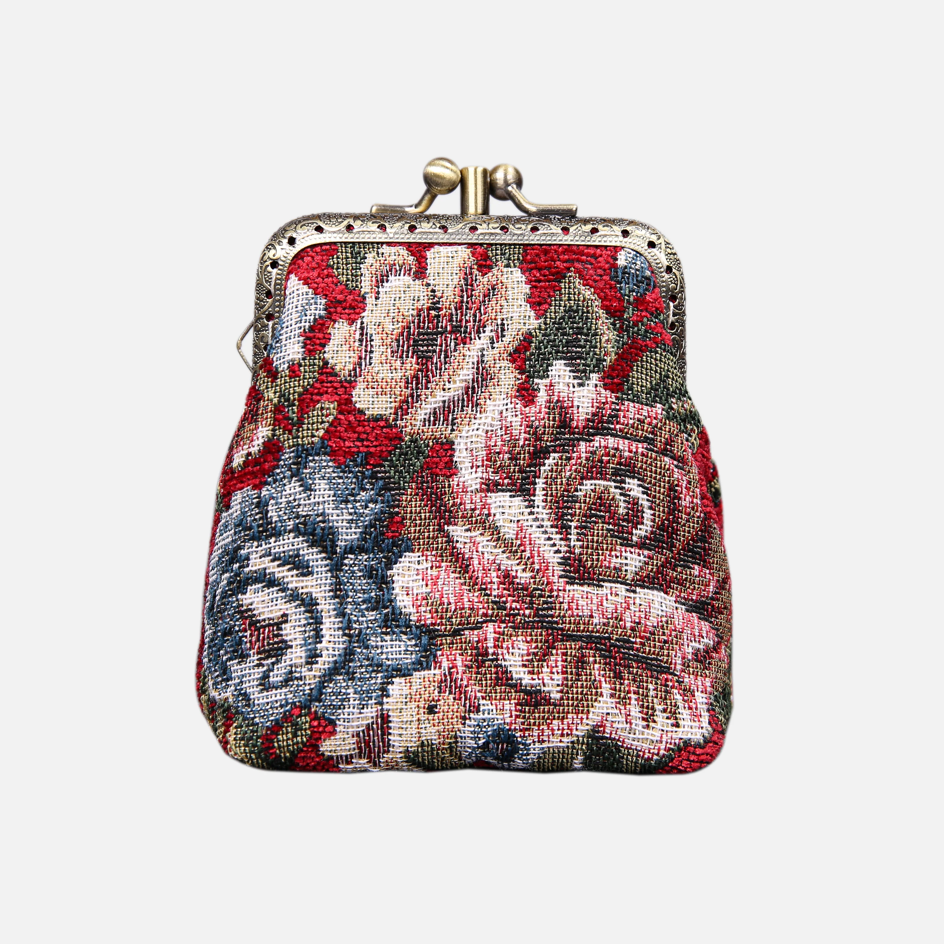 Floral Red Double Kiss Clasp Coin Purse - Image 3