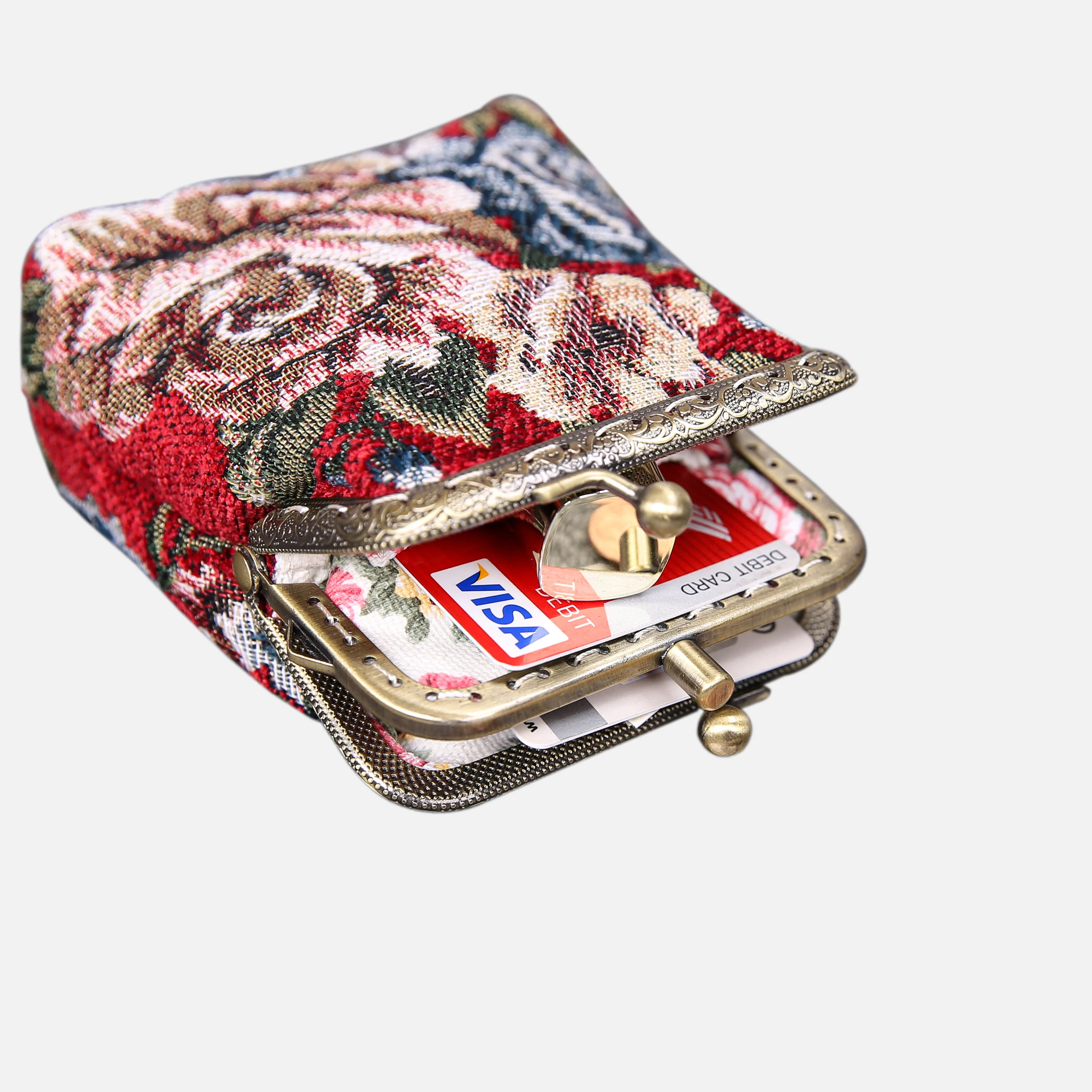 Floral Red Double Kiss Clasp Coin Purse - Image 4
