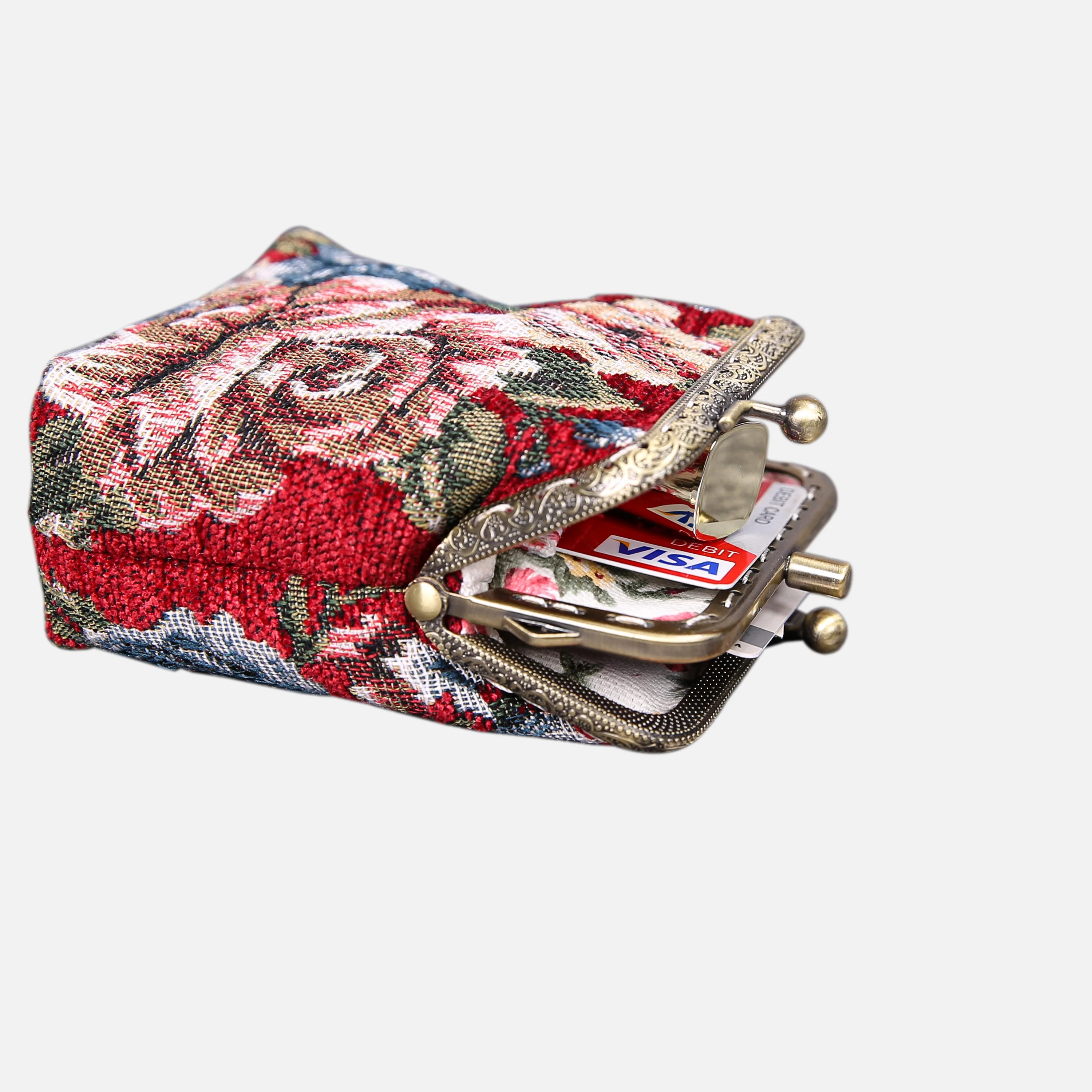 Floral Red Double Kiss Clasp Coin Purse - Image 5