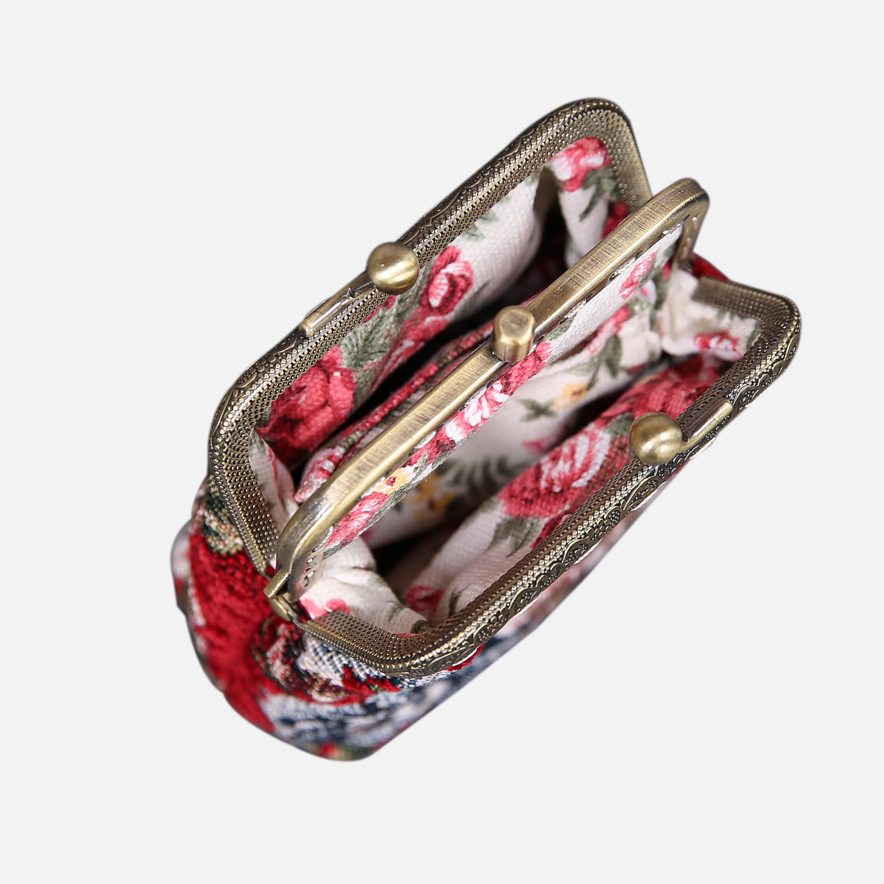 Floral Red Double Kiss Clasp Coin Purse - Image 6