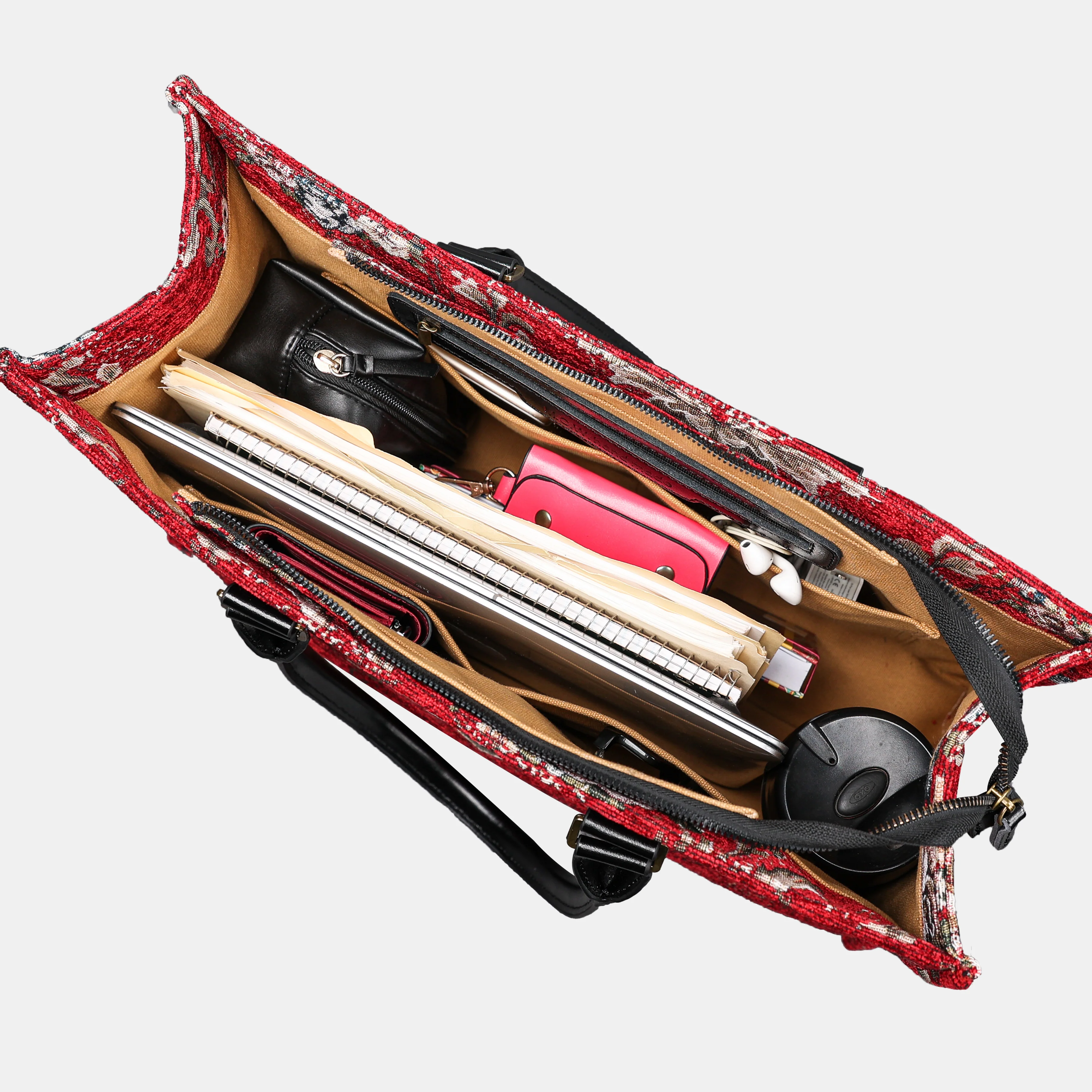 Floral Red Laptop Work Tote - Image 4