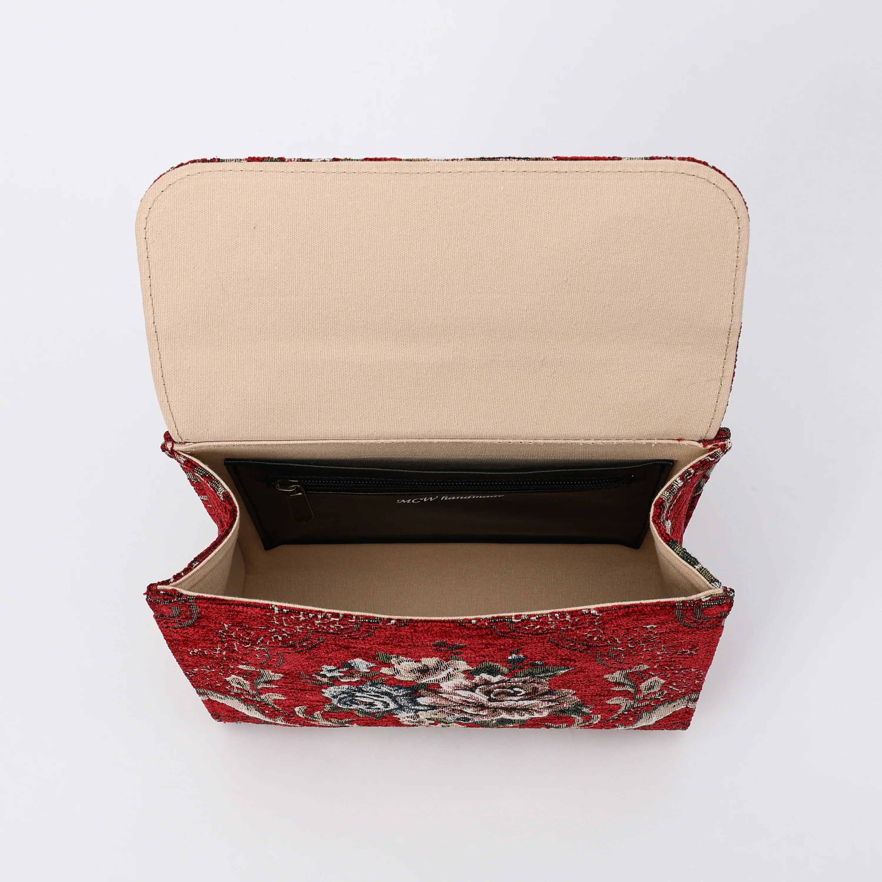 Floral Red Flap Satchel - Image 4