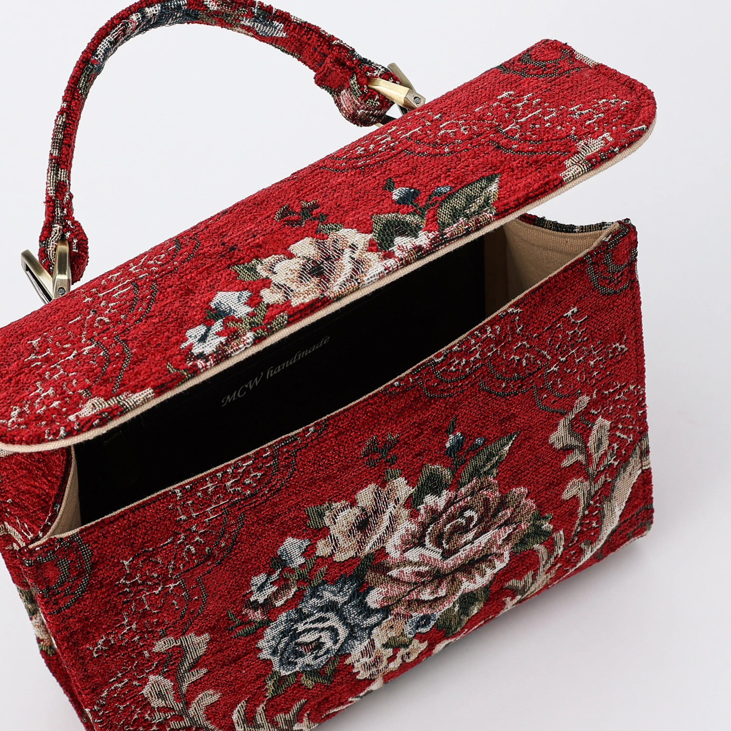 Floral Red Flap Satchel - Image 6