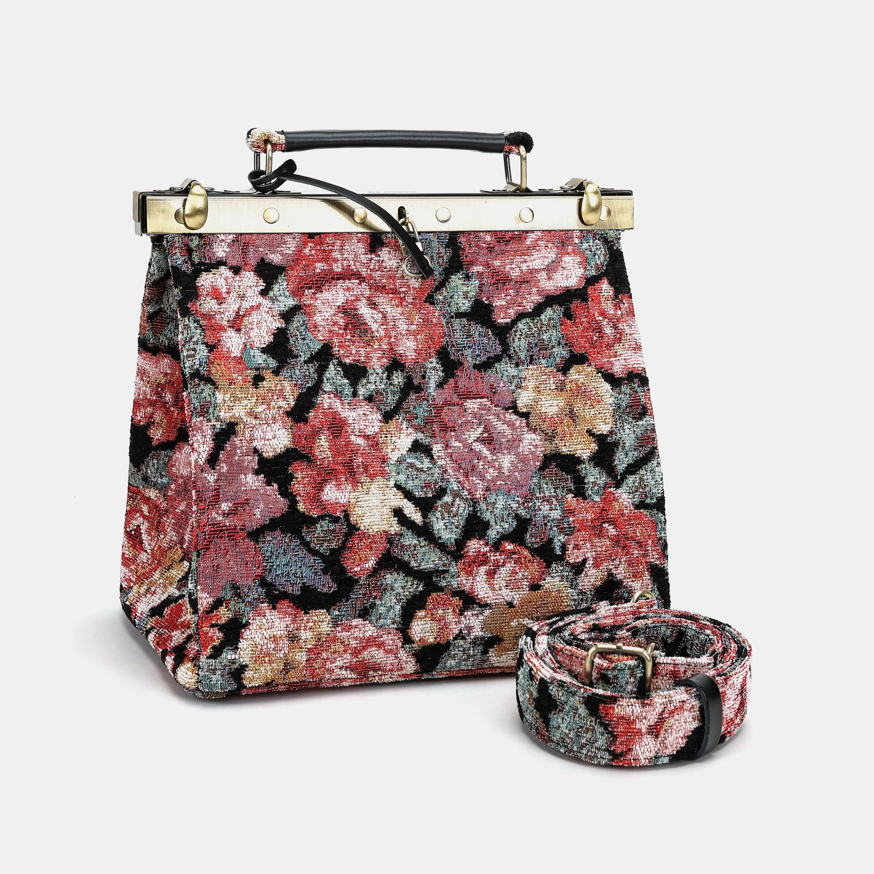 Floral Rose Cecile Carpet Purse Gladstone Bag - Image 5