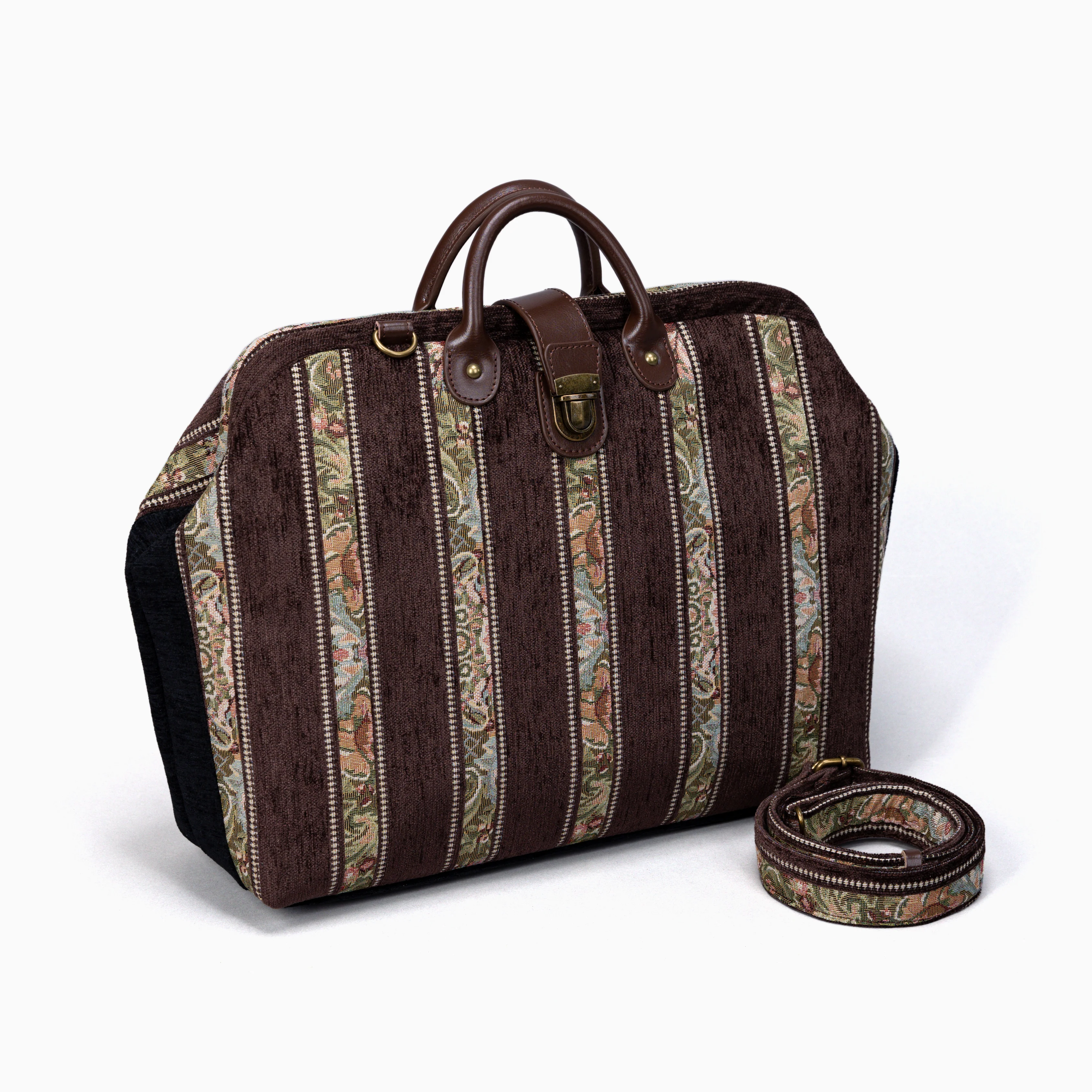 Floral Stripes Brown Work Bag - Image 2