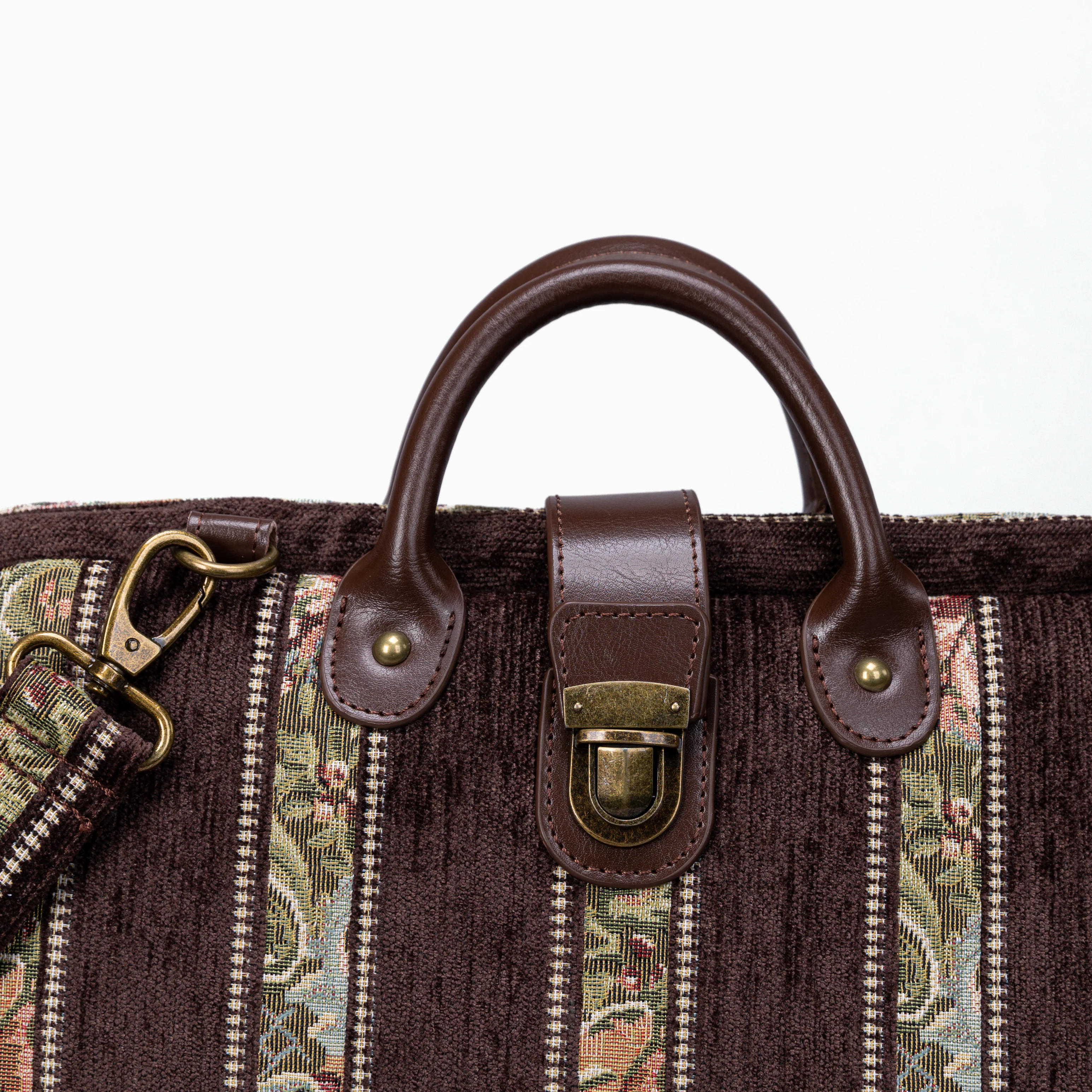 Floral Stripes Brown Work Bag - Image 3
