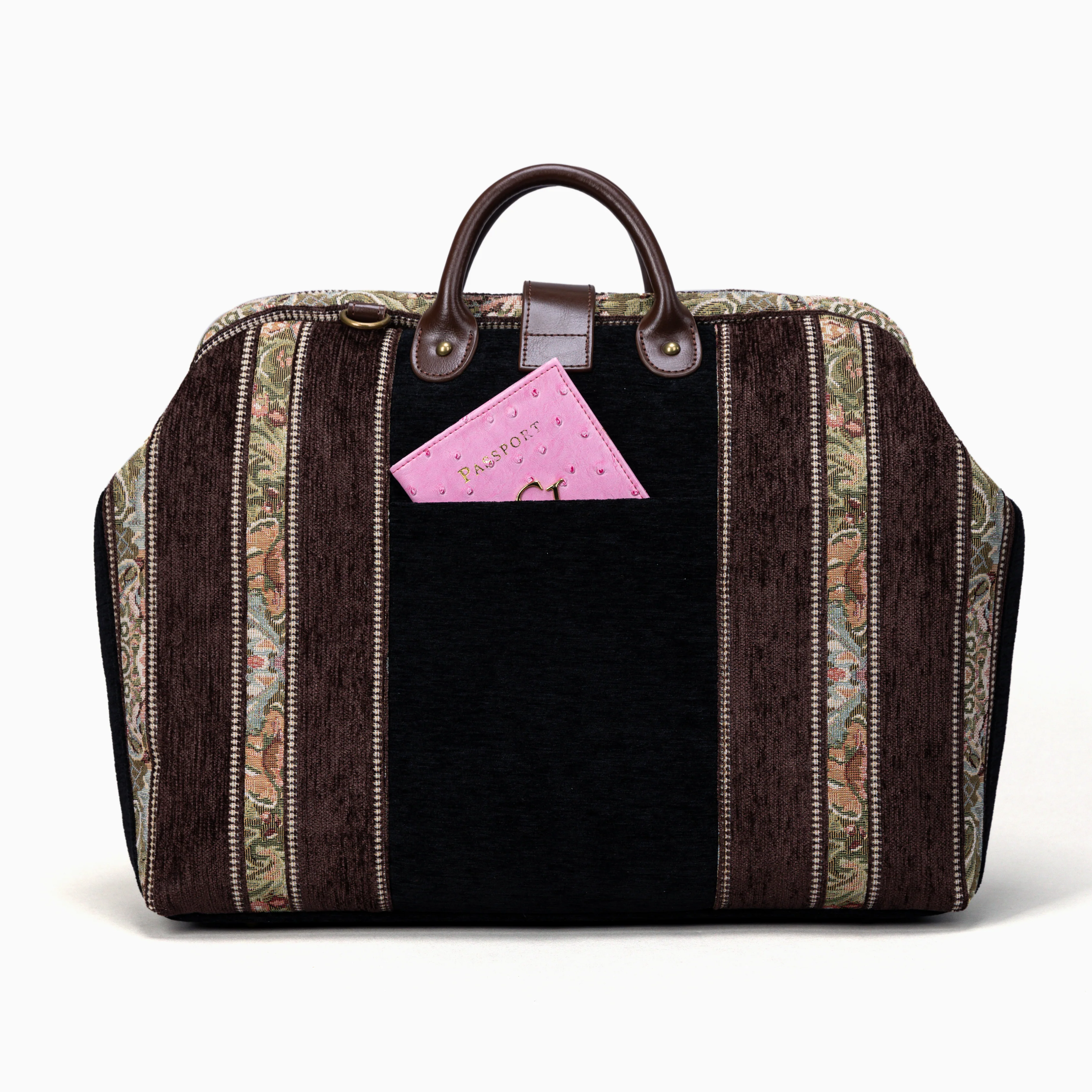Floral Stripes Brown Work Bag - Image 4