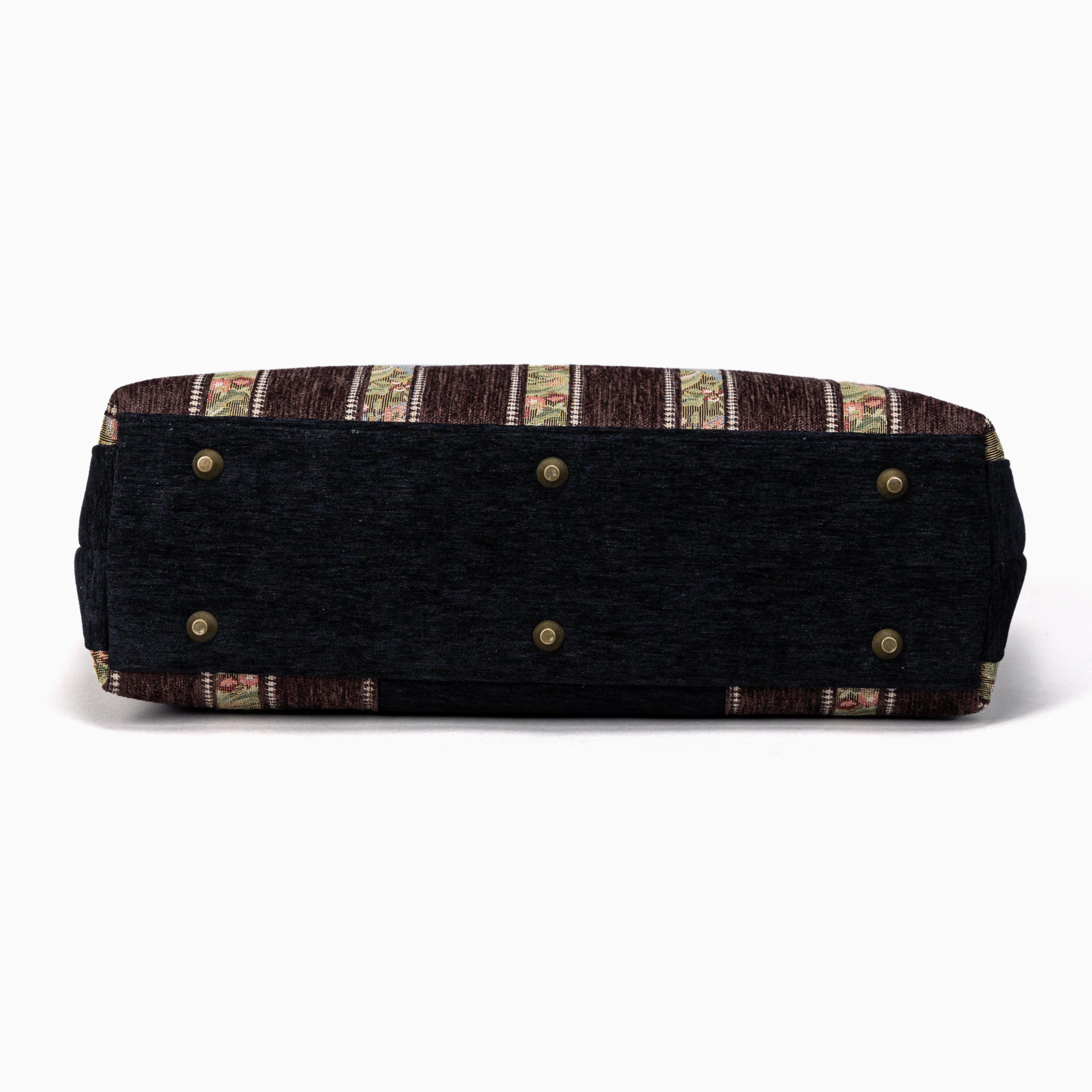 Floral Stripes Brown Work Bag - Image 5