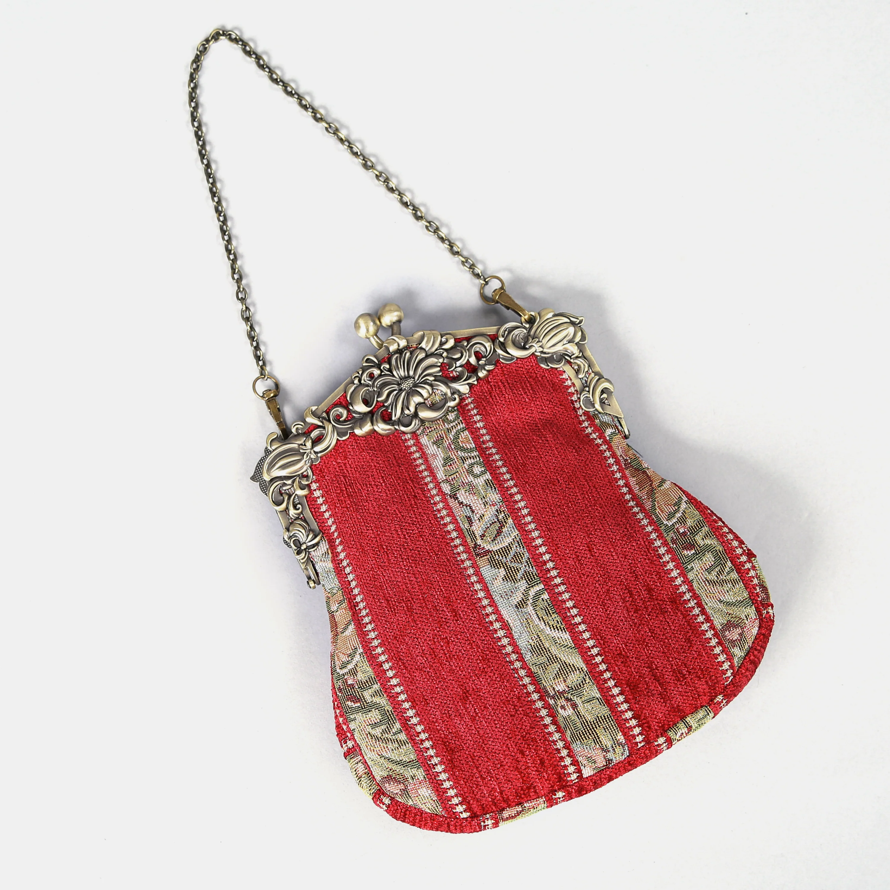 Floral Stripes Red Chatelaine Purse Large - Image 2