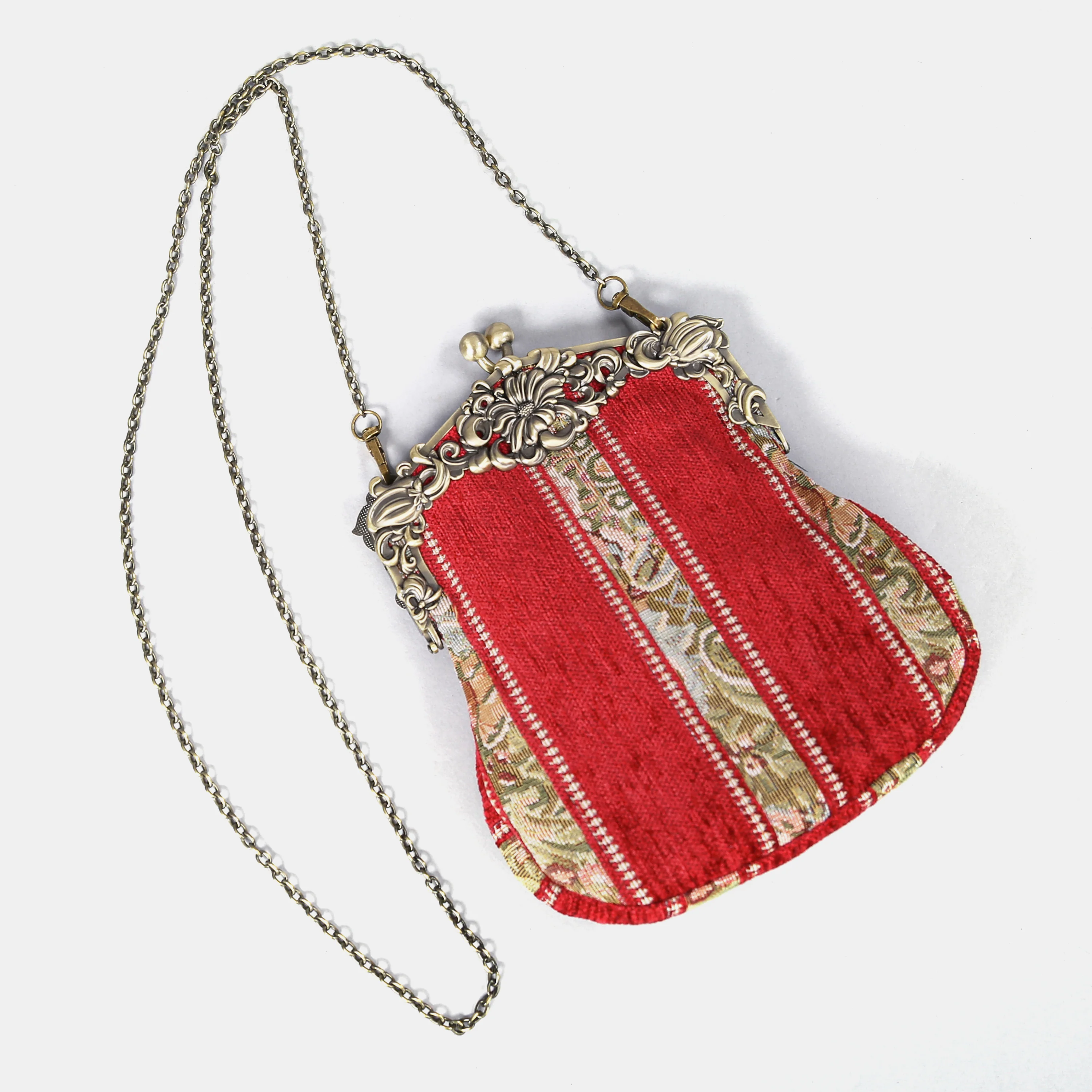 Floral Stripes Red Chatelaine Purse Large - Image 3