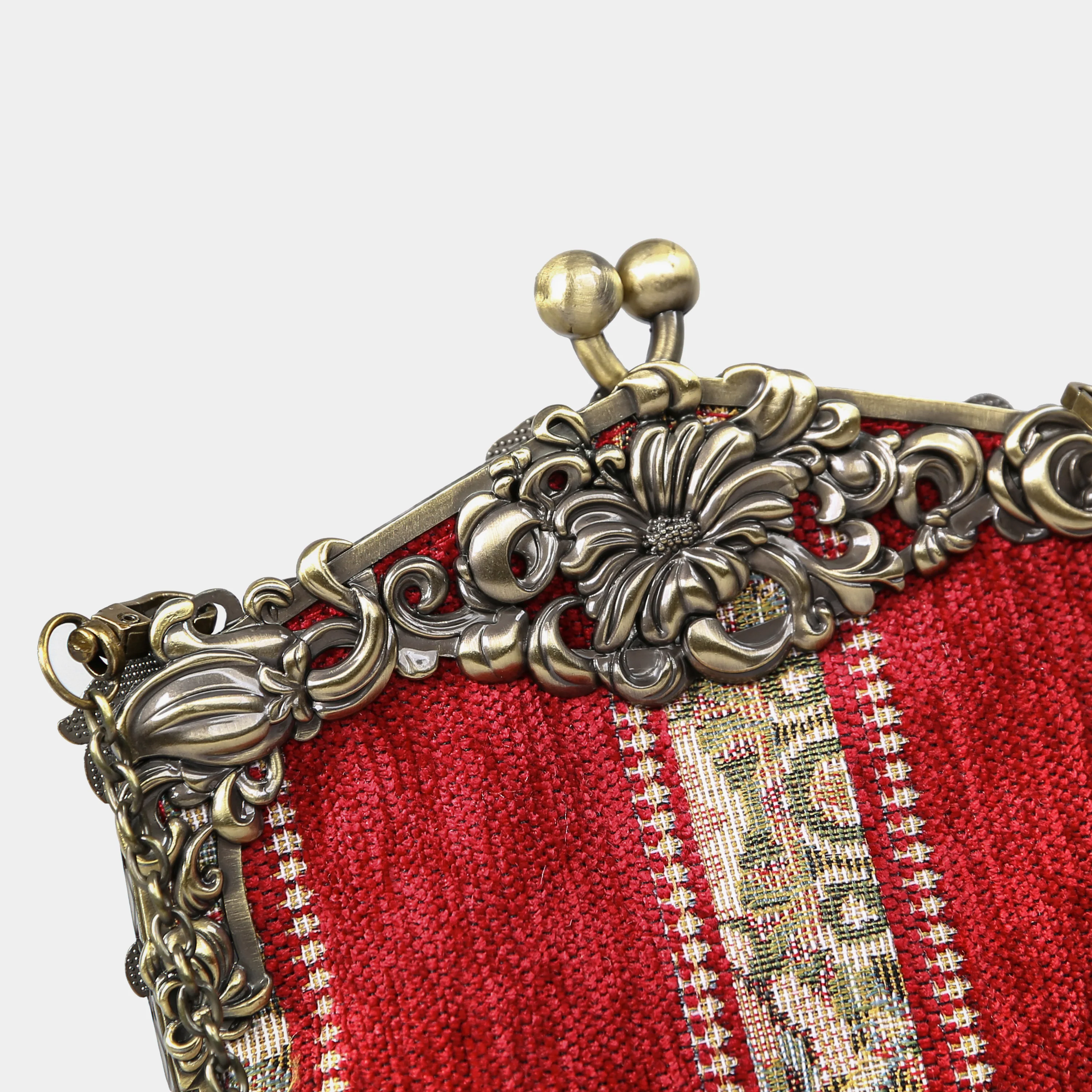 Floral Stripes Red Chatelaine Purse Large - Image 5