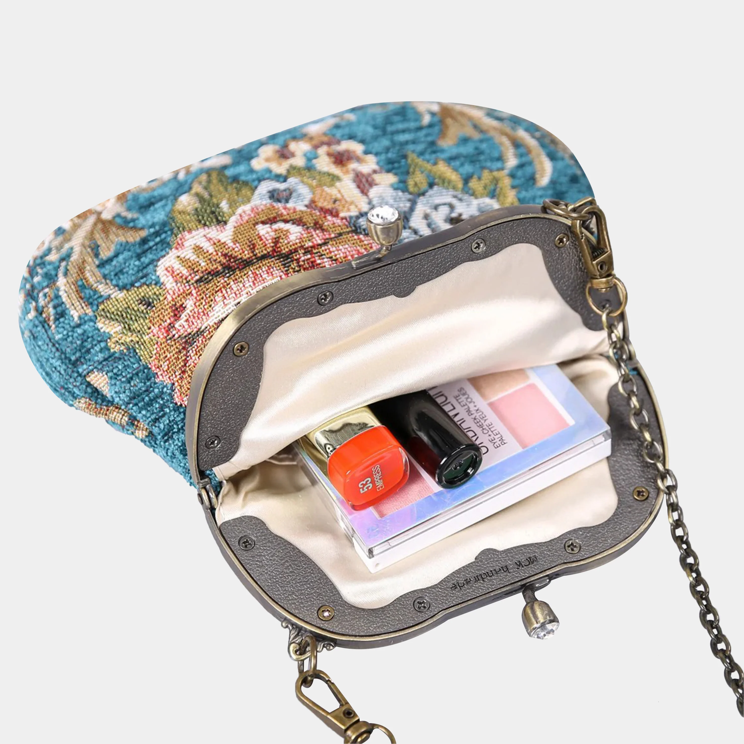 Floral Teal Chatelaine Purse Medium - Image 4