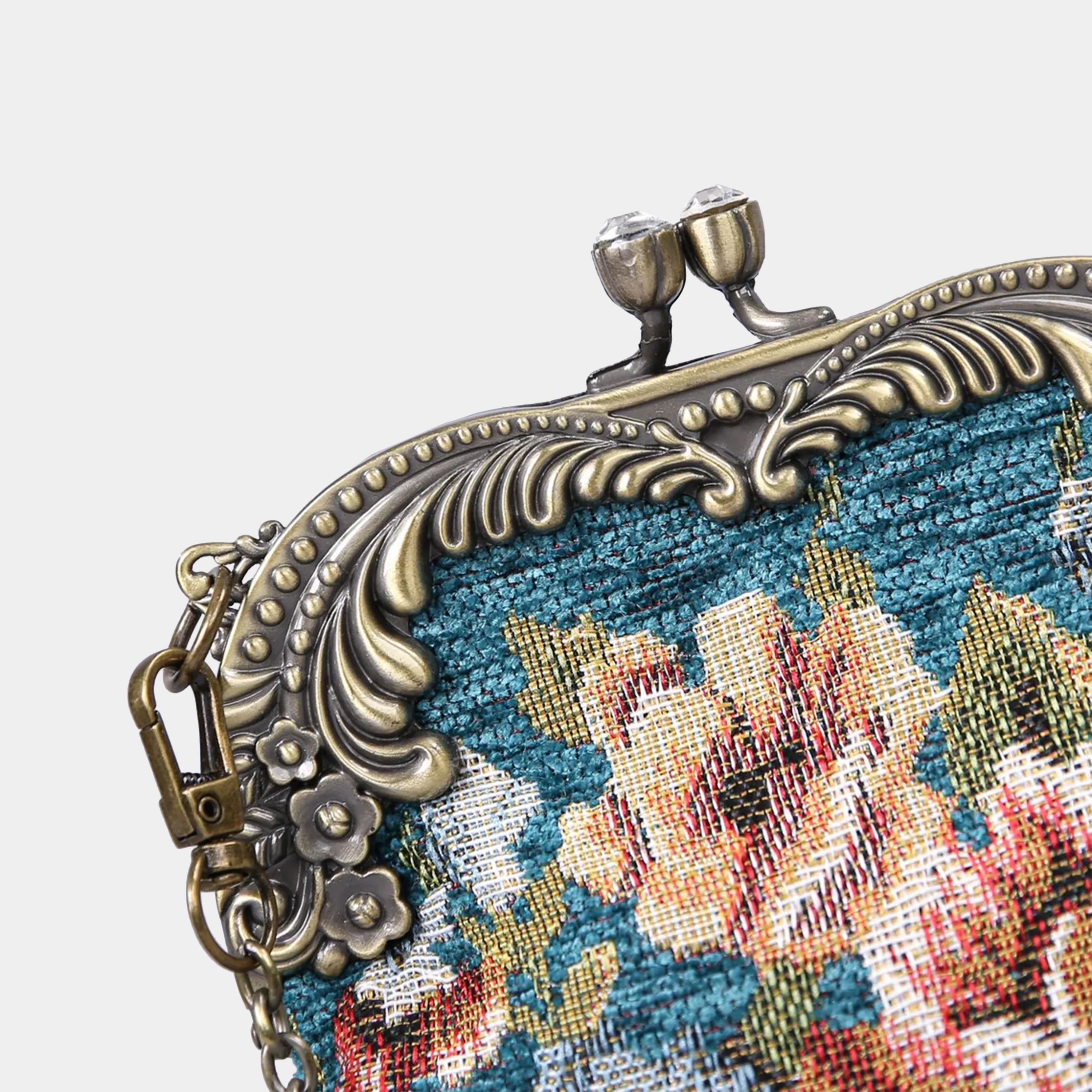 Floral Teal Chatelaine Purse Medium - Image 6