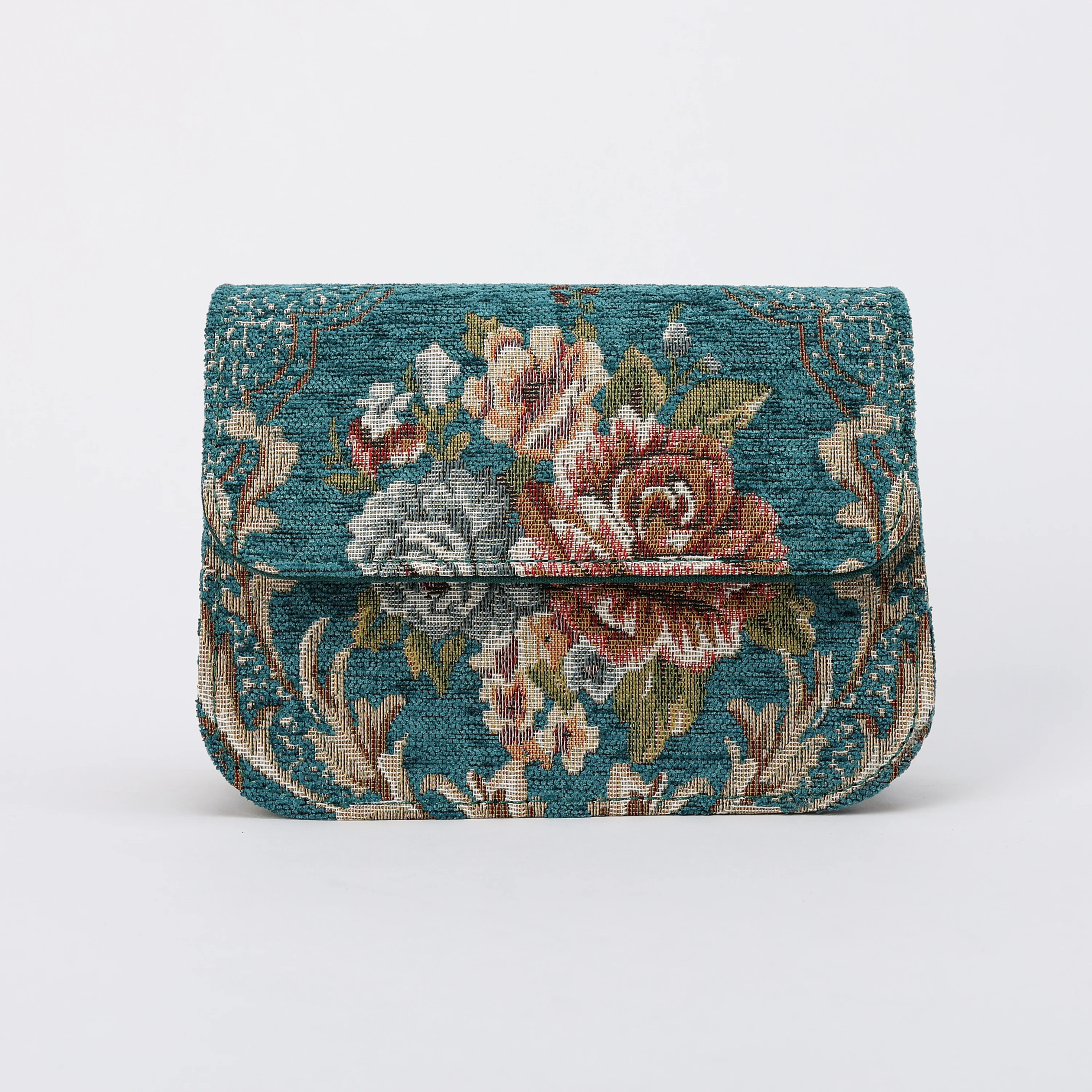 Floral Teal Flap Crossbody Bag - Image 3