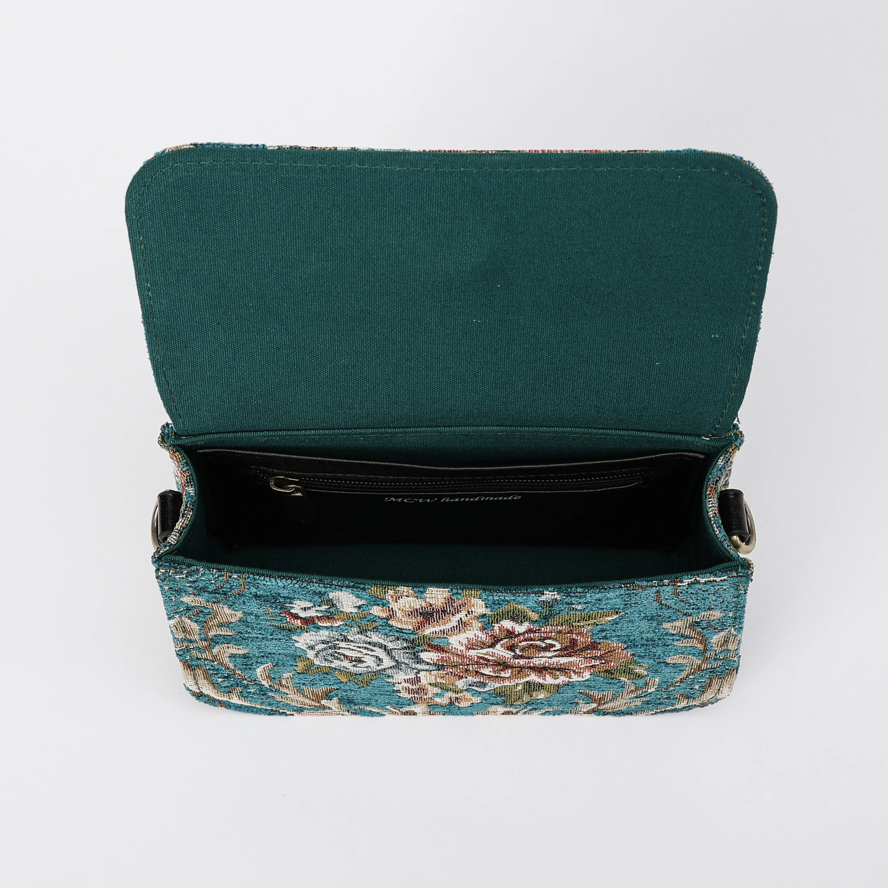 Floral Teal Flap Crossbody Bag - Image 4