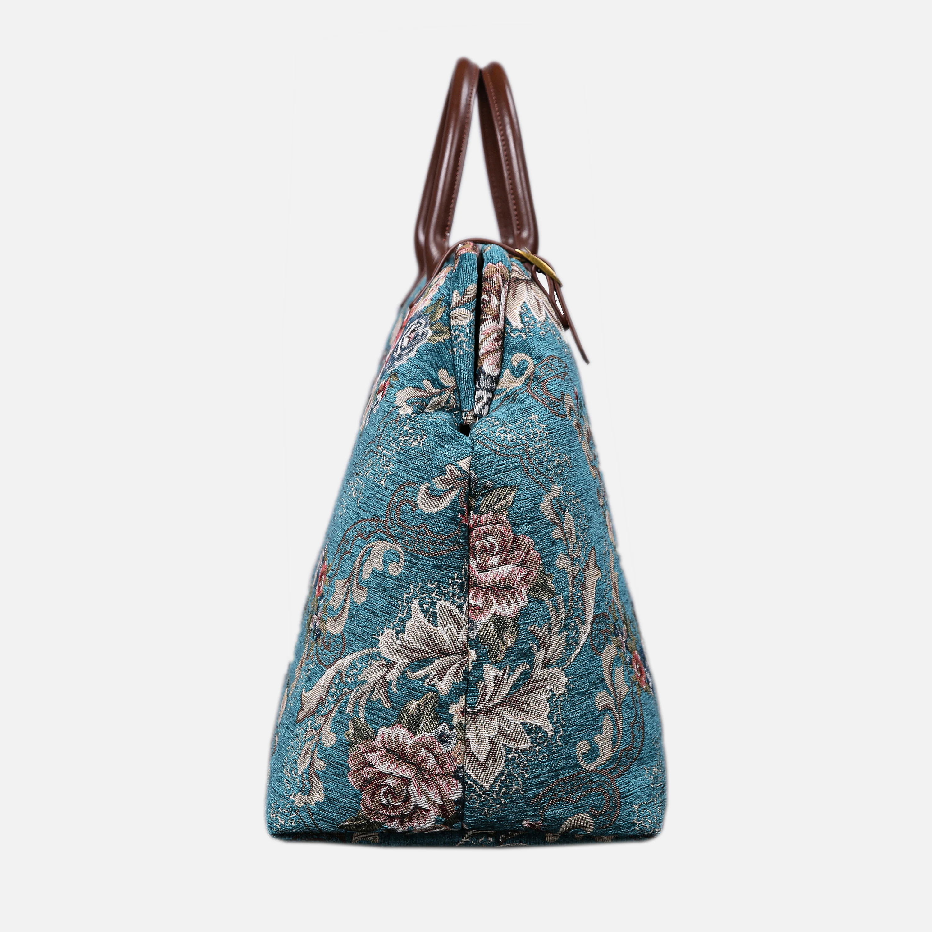 Floral Teal Large Carpetbag - Image 3